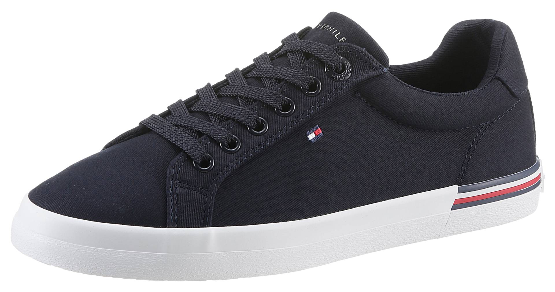 Tommy Hilfiger Sneaker »ESSENTIAL STRIPES SNEAKER«, mit Streifen in der Laufsohle, Freizeitschuh, Halbschuh, Schnürschuh von TOMMY HILFIGER