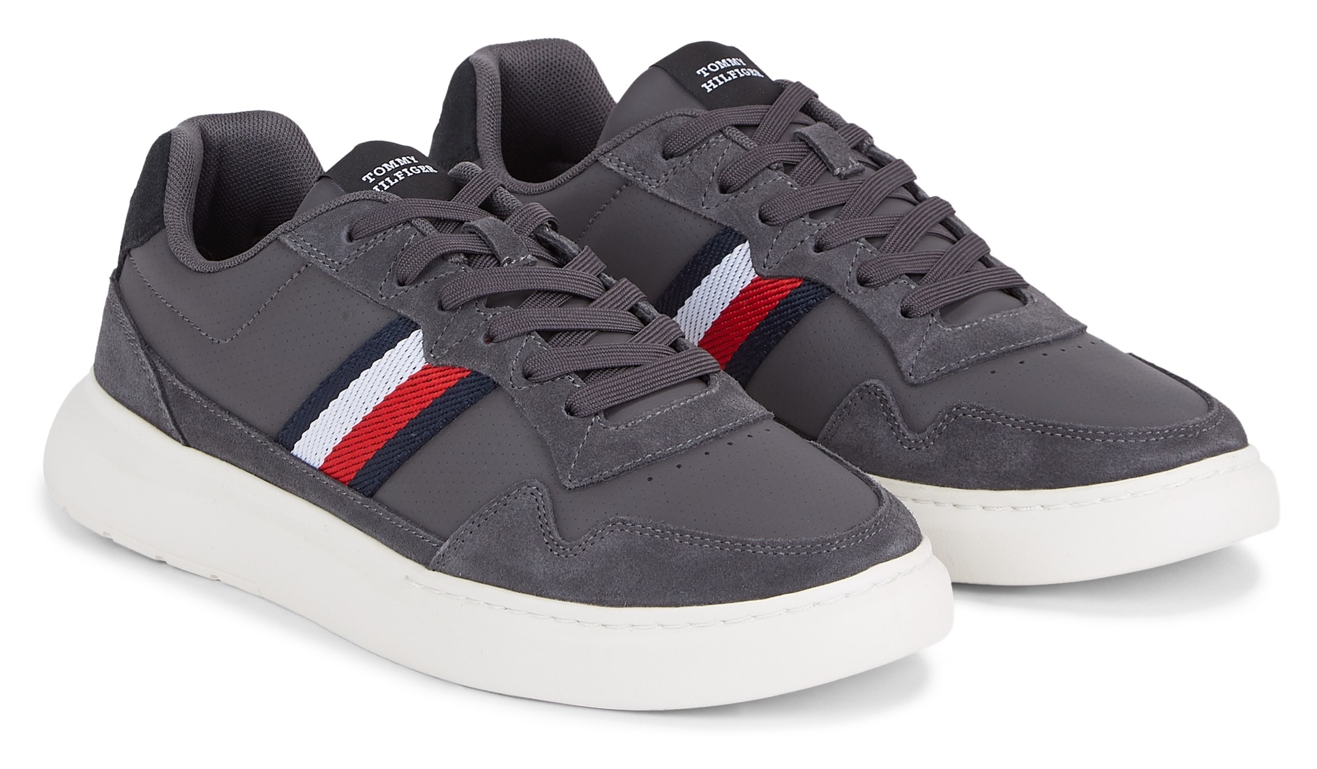 Tommy Hilfiger Sneaker »LIGHT CUPSOLE LTH MIX STRIPES«, mit gepolstertem Schaftrand, Freizeitschuh, Halbschuh, Schnürschuh von TOMMY HILFIGER