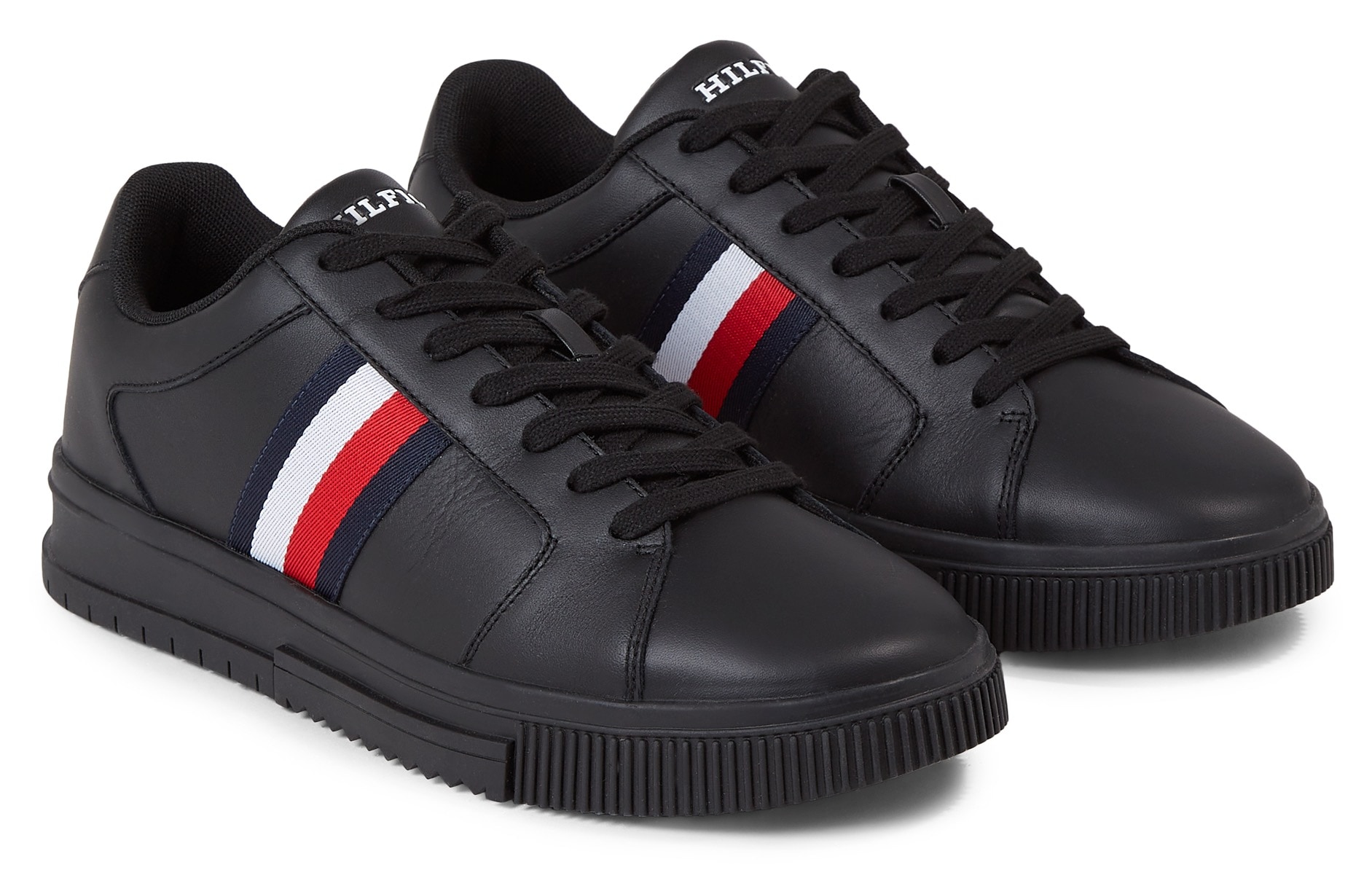 Tommy Hilfiger Sneaker »SUPERCUP LTH STRIPES ESS«, mitStreifen in Tommy Farben, Freizeitschuh, Halbschuh, Schnürschuh von TOMMY HILFIGER