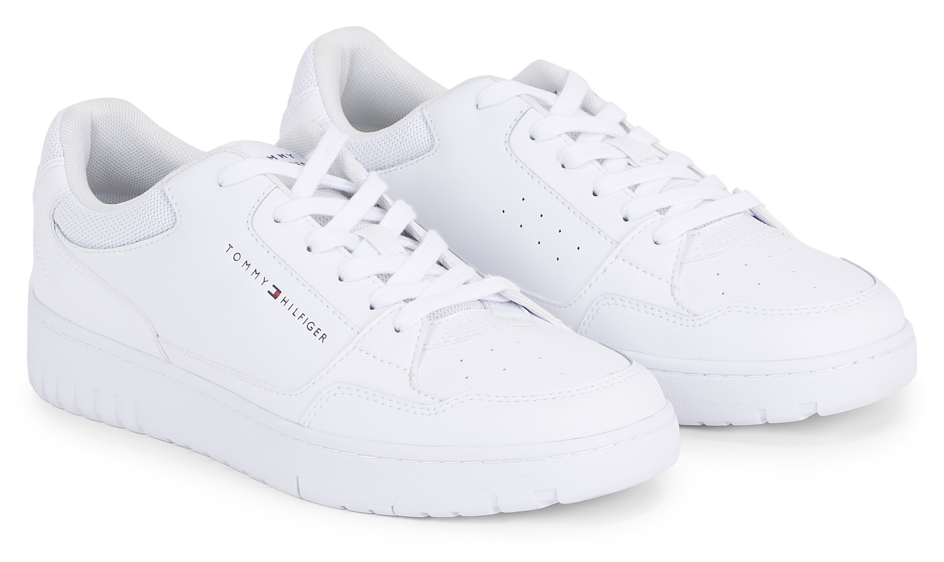 Tommy Hilfiger Sneaker »TH BASKET CORE LEATHER ESS«, mit gepolstertem Schaftrand, Freizeitschuh, Halbschuh, Schnürschuh von TOMMY HILFIGER