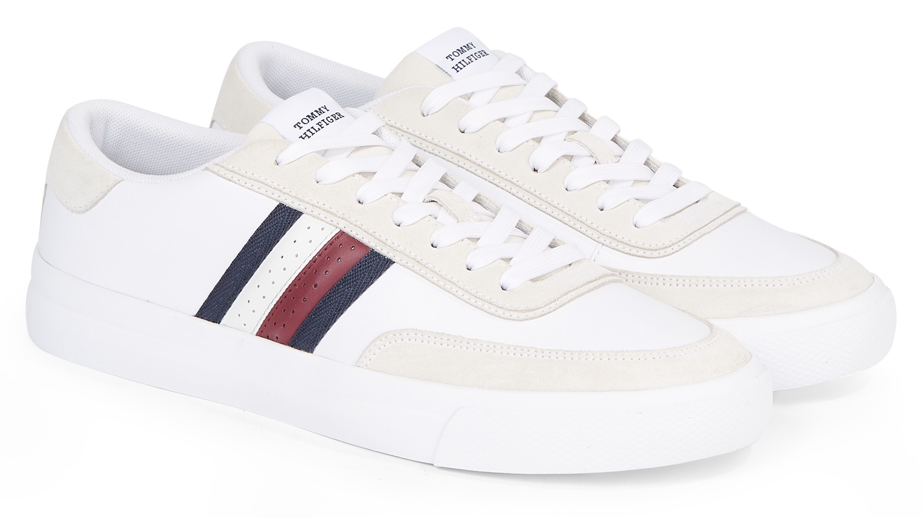 Tommy Hilfiger Sneaker »TH CUPSET RWB LTH«, mit seitlichen Streifen, Freizeitschuh, Halbschuh, Schnürschuh von TOMMY HILFIGER