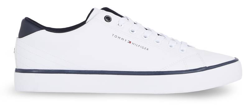 Tommy Hilfiger Sneaker »TH HI VULC CORE LOW LEATHER ESS«, Freizeitschuh, Halbschuh, Schnürschuh mit Ziernähten an der Ferse von TOMMY HILFIGER