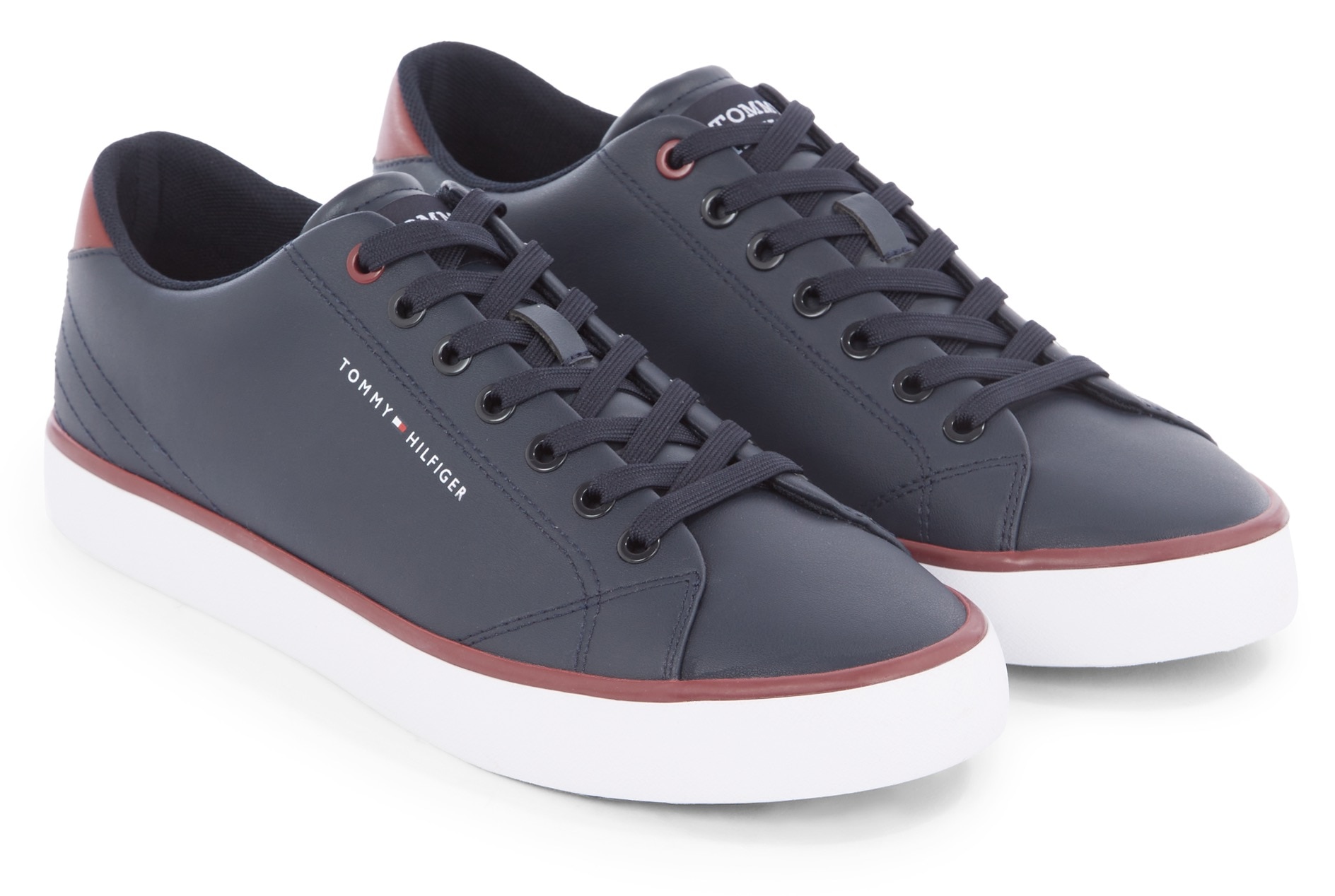 Tommy Hilfiger Sneaker »TH HI VULC CORE LOW LEATHER ESS«, Freizeitschuh, Halbschuh, Schnürschuh mit Ziernähten an der Ferse von TOMMY HILFIGER