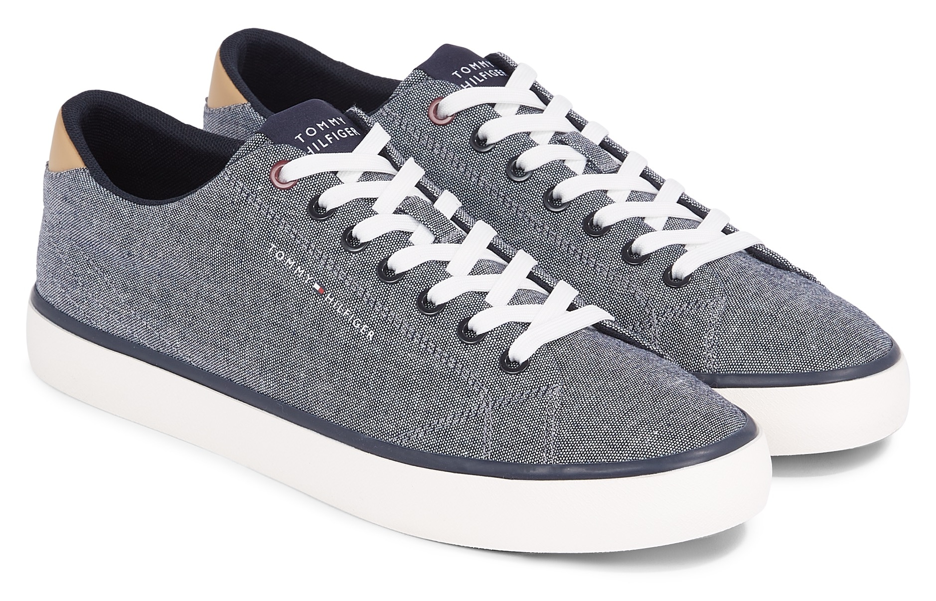 Tommy Hilfiger Sneaker »TH HI VULC LOW CHAMBRAY«, mit Logoschriftzug, Freizeitschuh, Halbschuh, Schnürschuh von TOMMY HILFIGER