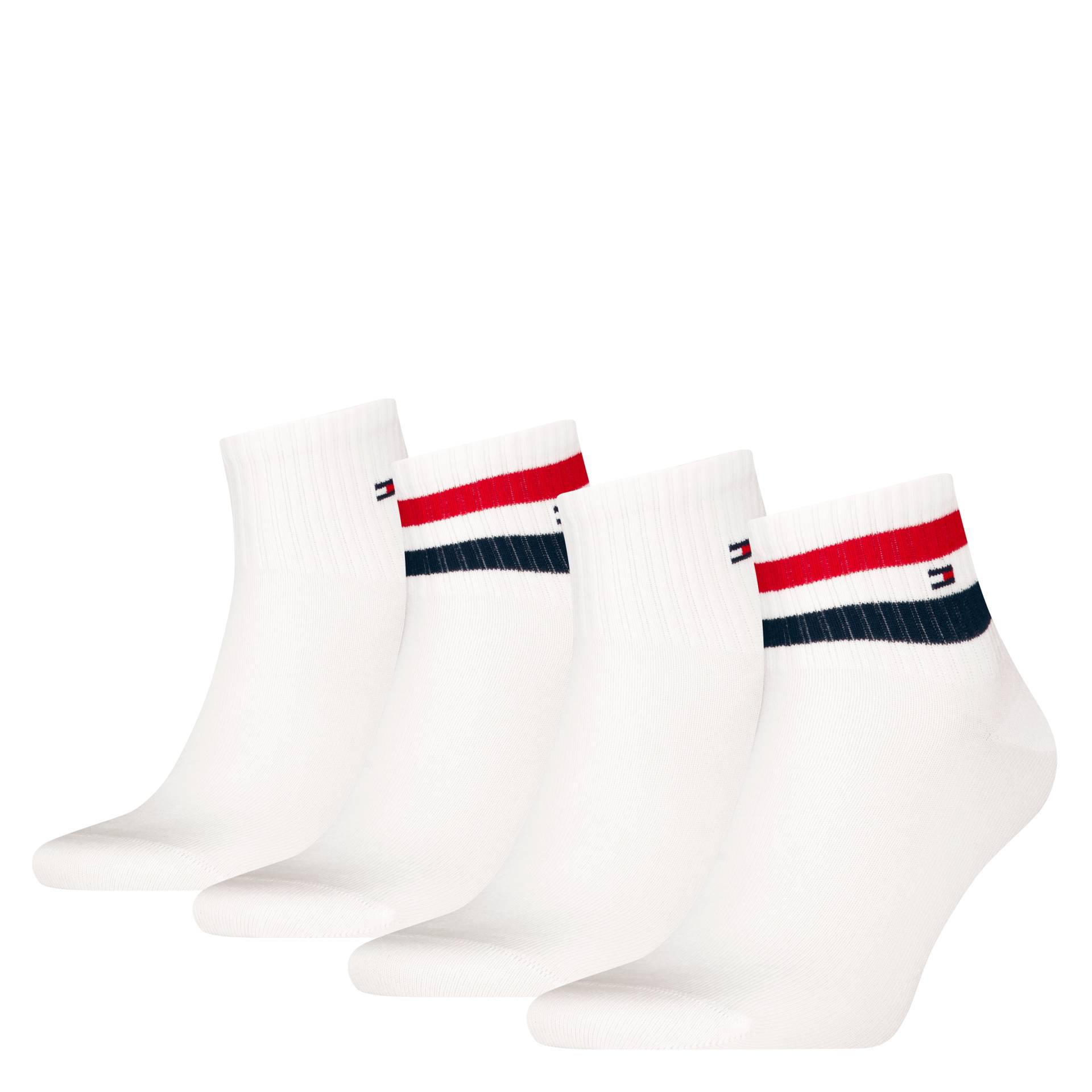 Tommy Hilfiger Socken »TH MEN QUARTER 4P SPORT ECOM«, (4 Paar), mit kontrastierendem Farbakzent von TOMMY HILFIGER