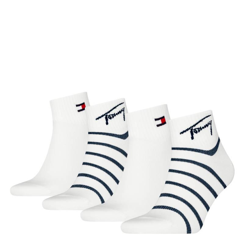 Tommy Hilfiger Socken »TH UNI TJ QUARTER 4P BRETON ECOM«, (4 Paar), mit dynamischem Streifenmuster von TOMMY HILFIGER