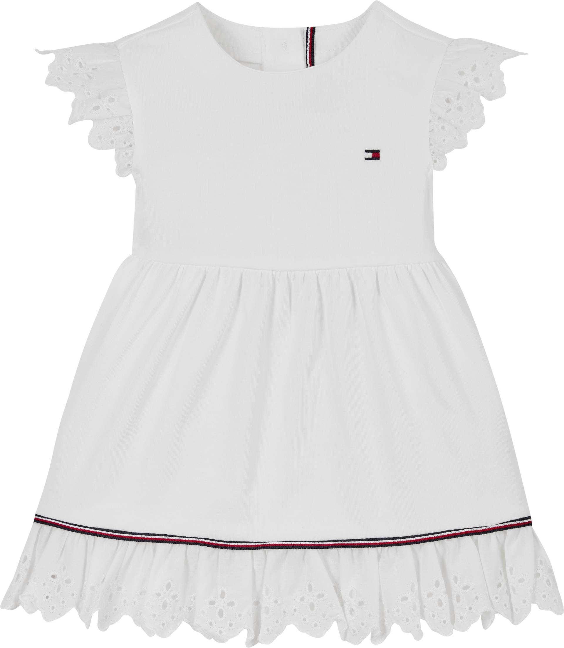 Tommy Hilfiger Sommerkleid »BRODERIE ANGLAISE DRESS SS«, mit Logo-Kontrastband, mit Logostickerei von TOMMY HILFIGER