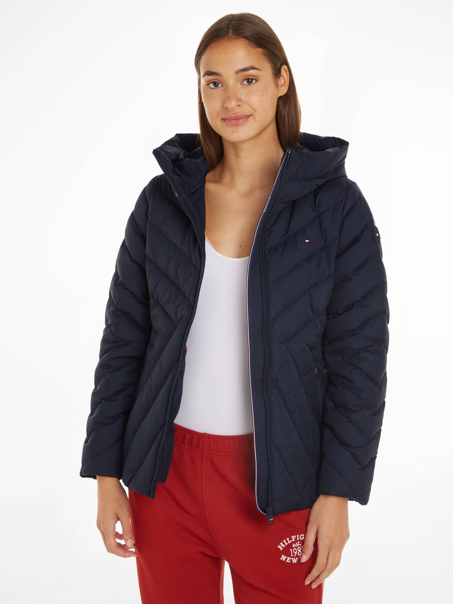 Tommy Hilfiger Steppjacke »CHEVRON MW PADDED JACKET«, mit Kapuze, mit mittelstarker Wattierung und Tommy Hilfiger Markenlabel von TOMMY HILFIGER