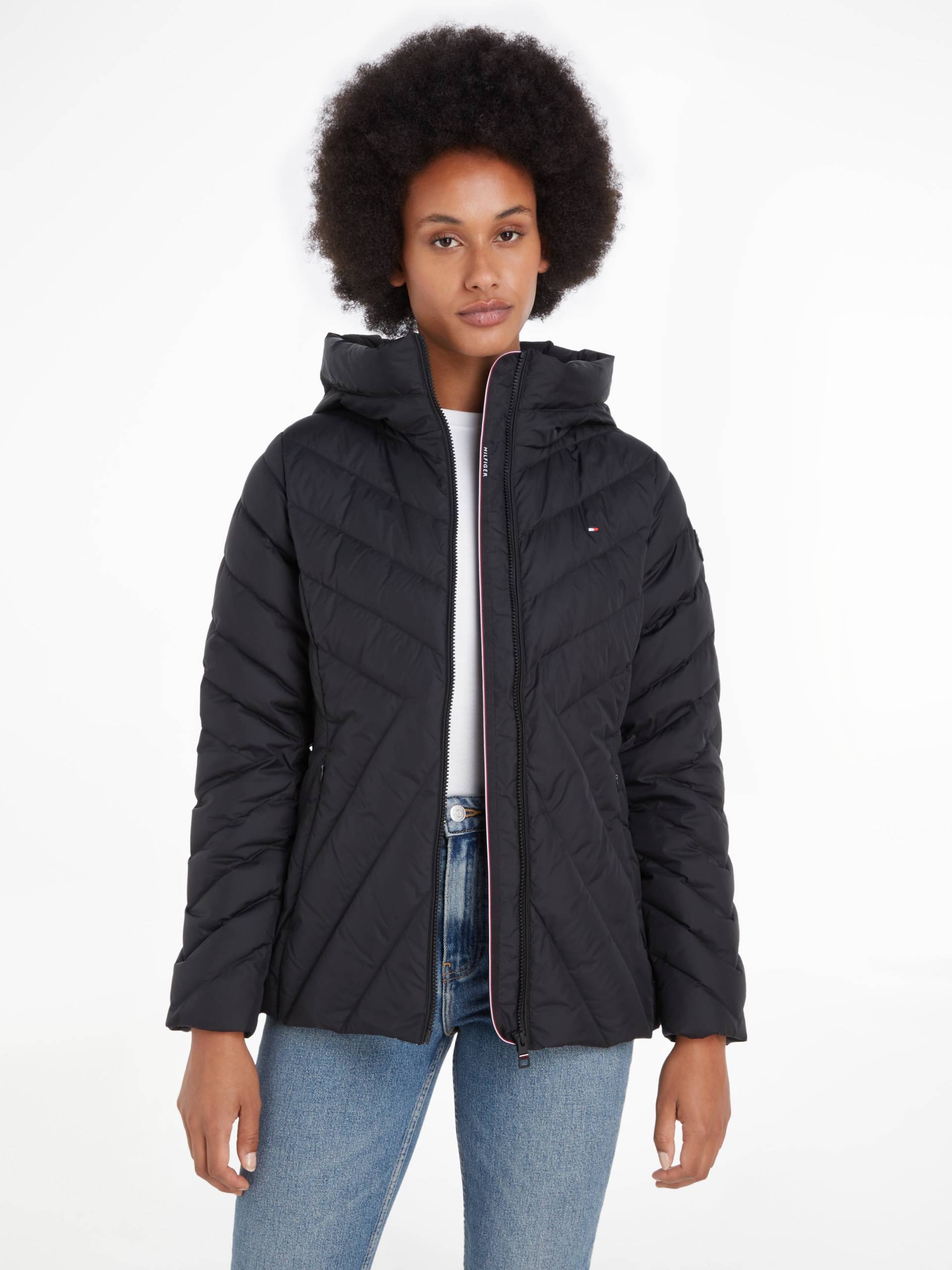 Tommy Hilfiger Steppjacke »CHEVRON MW PADDED JACKET«, mit Kapuze, mit mittelstarker Wattierung und Tommy Hilfiger Markenlabel von TOMMY HILFIGER