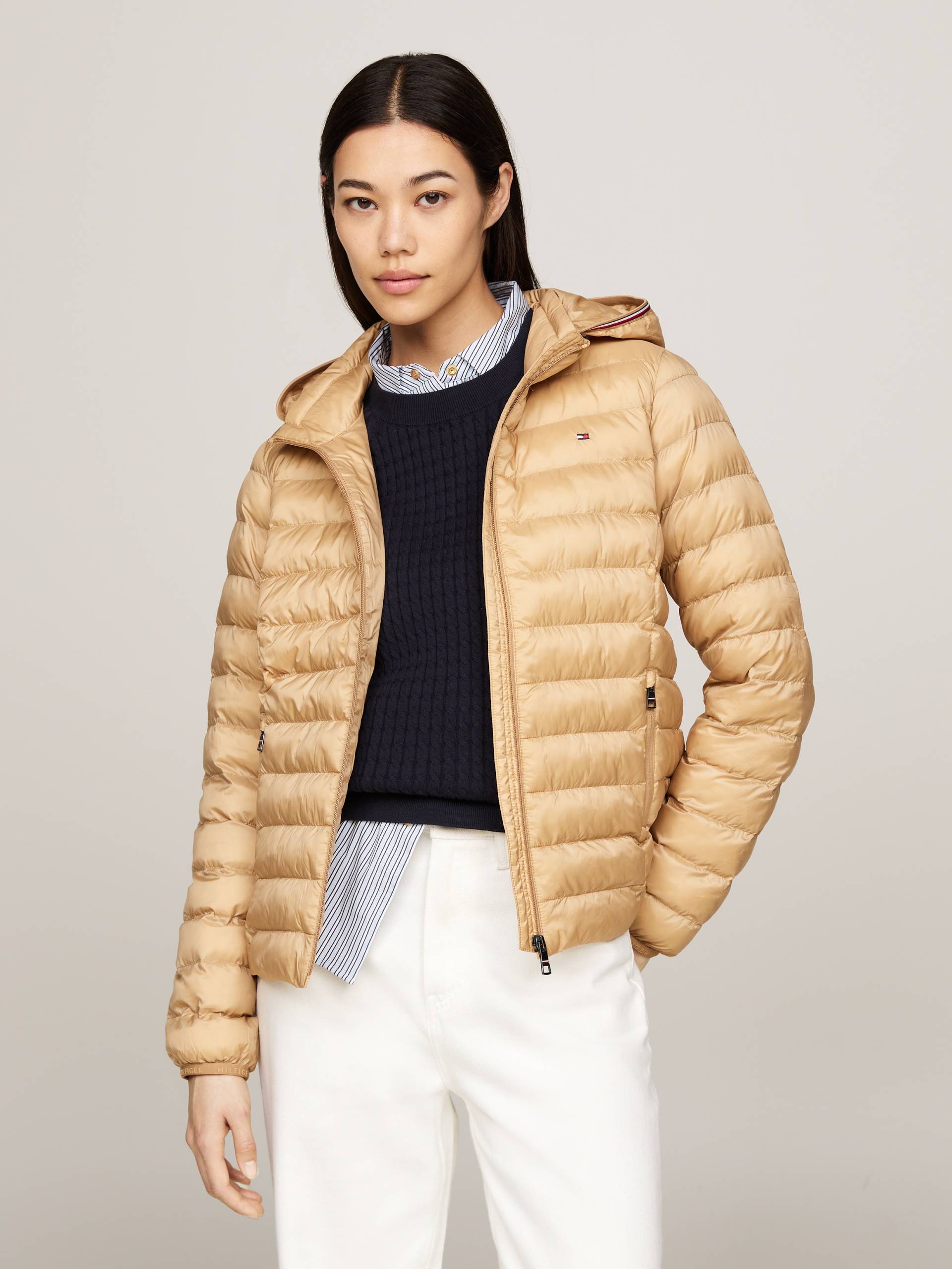 Tommy Hilfiger Steppjacke »LW PADDED GLOBAL STRIPE JACKET«, (Global Serie TH WOMEN), mit Kapuze, mit Brand-Elastiktape an der Kapuze von TOMMY HILFIGER