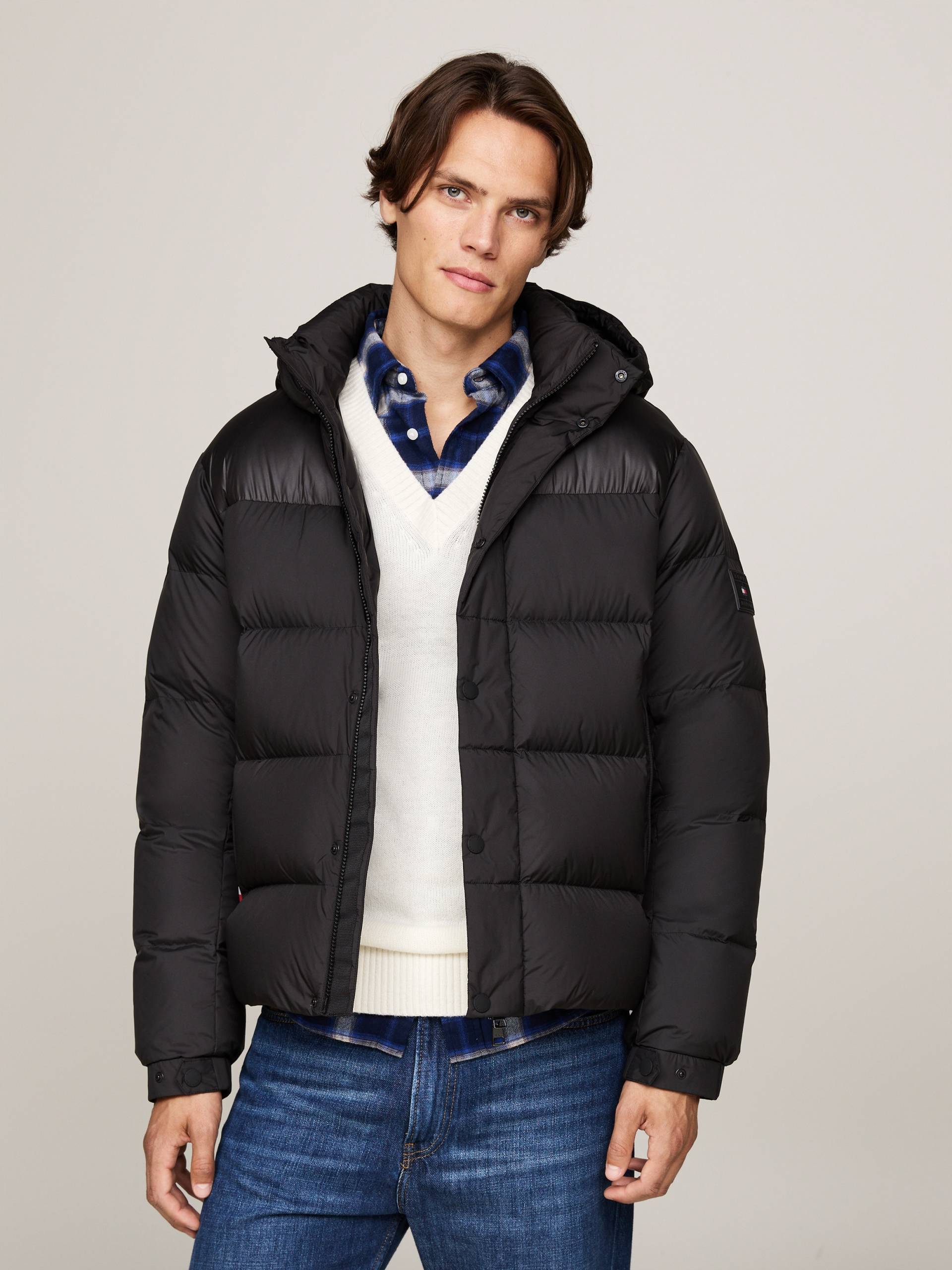 Tommy Hilfiger Steppjacke »MIX DOWN HOODED PUFFER JACKET«, mit Kapuze, mit abnehmbarer Kapuze von TOMMY HILFIGER