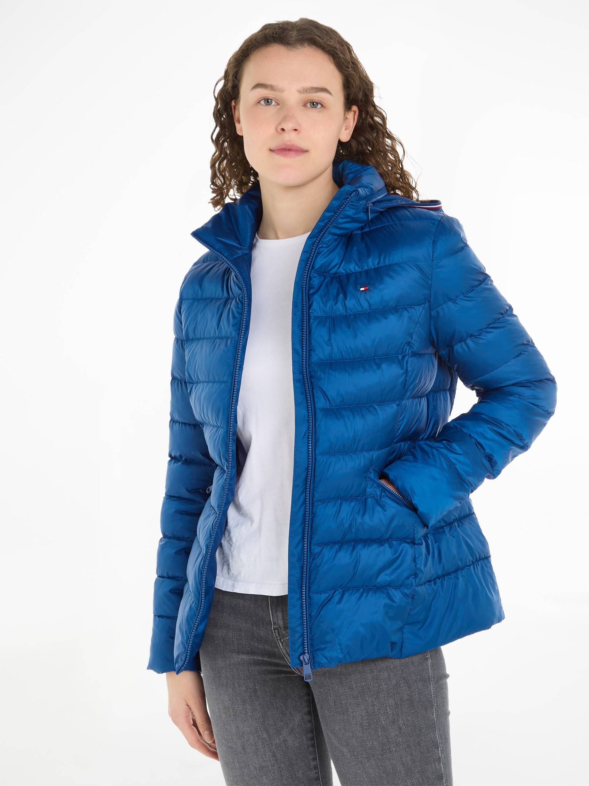 Tommy Hilfiger Steppjacke »MW PADDED GLOBAL STRIPE JACKET«, mit Kapuze, mit Logo hinten auf Stehkragen, herausnehmbare Kapuze, wasserabweisend von TOMMY HILFIGER