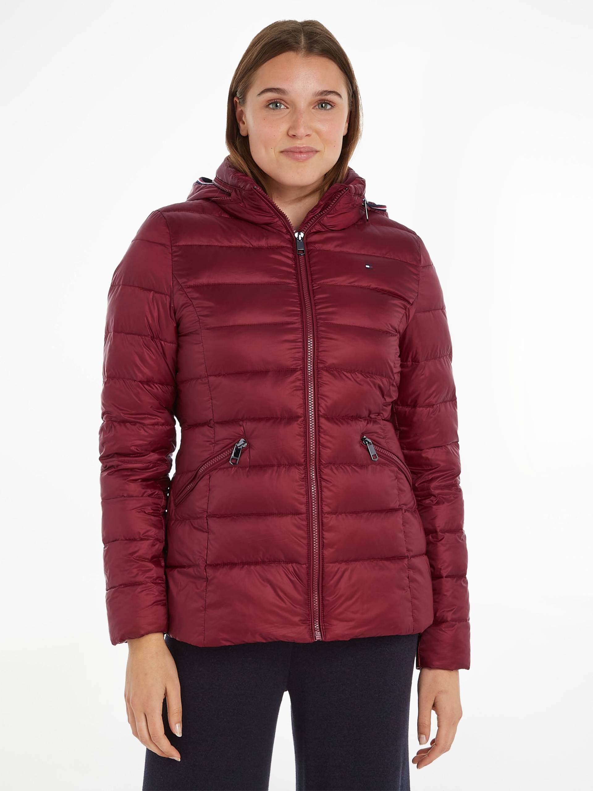 Tommy Hilfiger Steppjacke »MW PADDED GLOBAL STRIPE JACKET«, mit Kapuze, mit Logo hinten auf Stehkragen, herausnehmbare Kapuze, wasserabweisend von TOMMY HILFIGER