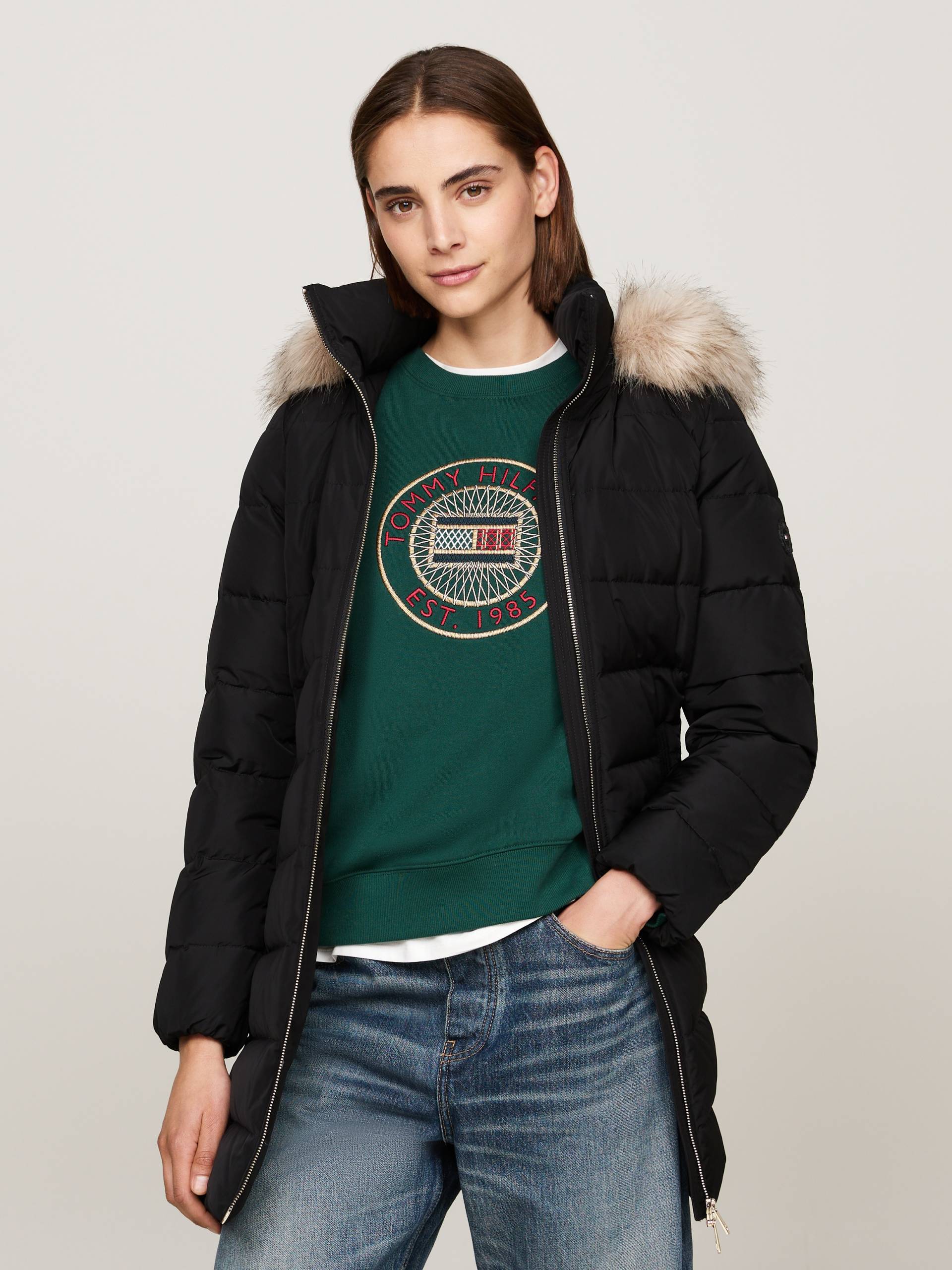 Tommy Hilfiger Steppmantel »HERITAGE DOWN TYRA COAT WITH FUR«, mit Fellimitat von TOMMY HILFIGER