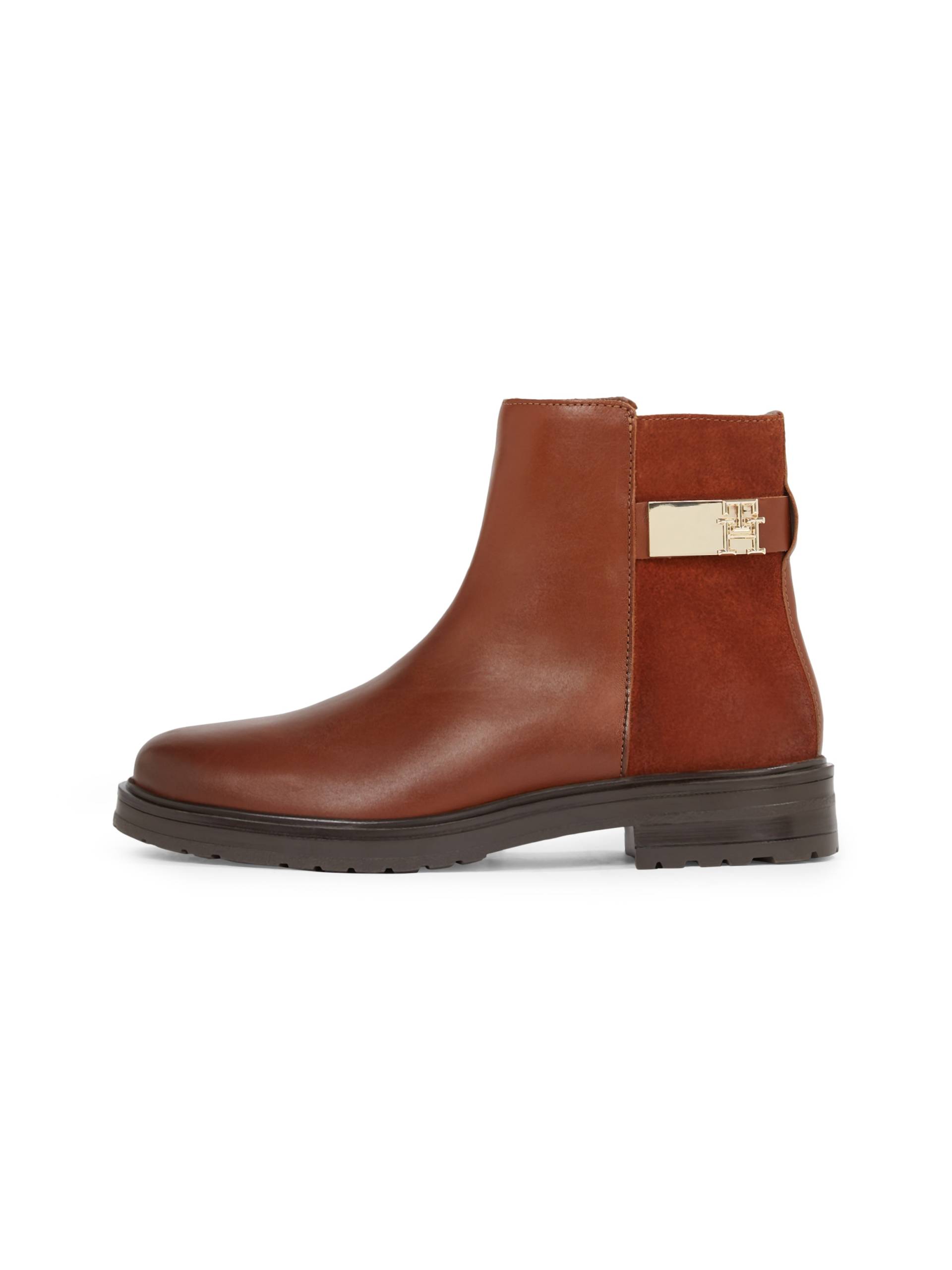 Tommy Hilfiger Stiefelette »TH LOGO LEATHER MIX CHELSEA«, Blockabsatz, Businesschuh, Boots mit TH-Schmuckelement von TOMMY HILFIGER