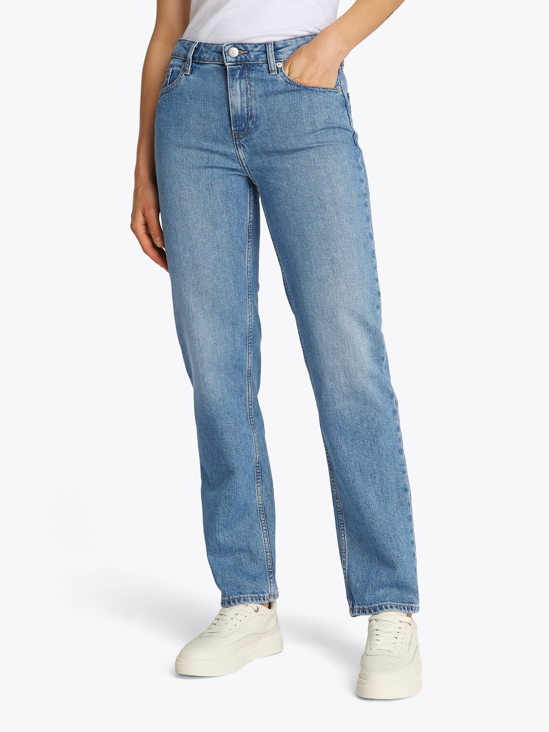 Tommy Hilfiger Straight-Jeans »CLASSIC STRAIGHT RW ECRU«, mit Logo-Badge, in Knöchellänge von TOMMY HILFIGER