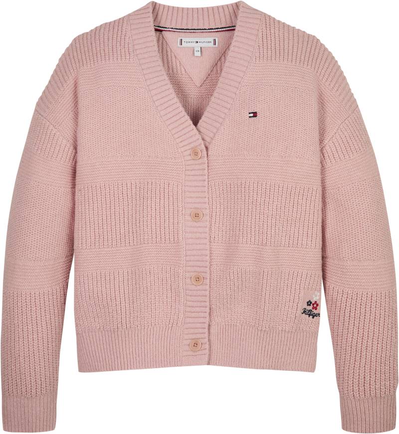 Tommy Hilfiger Strickjacke »MIX TEXTURED CARDIGAN«, Baby bis 2 Jahre mit Logostickerei von TOMMY HILFIGER