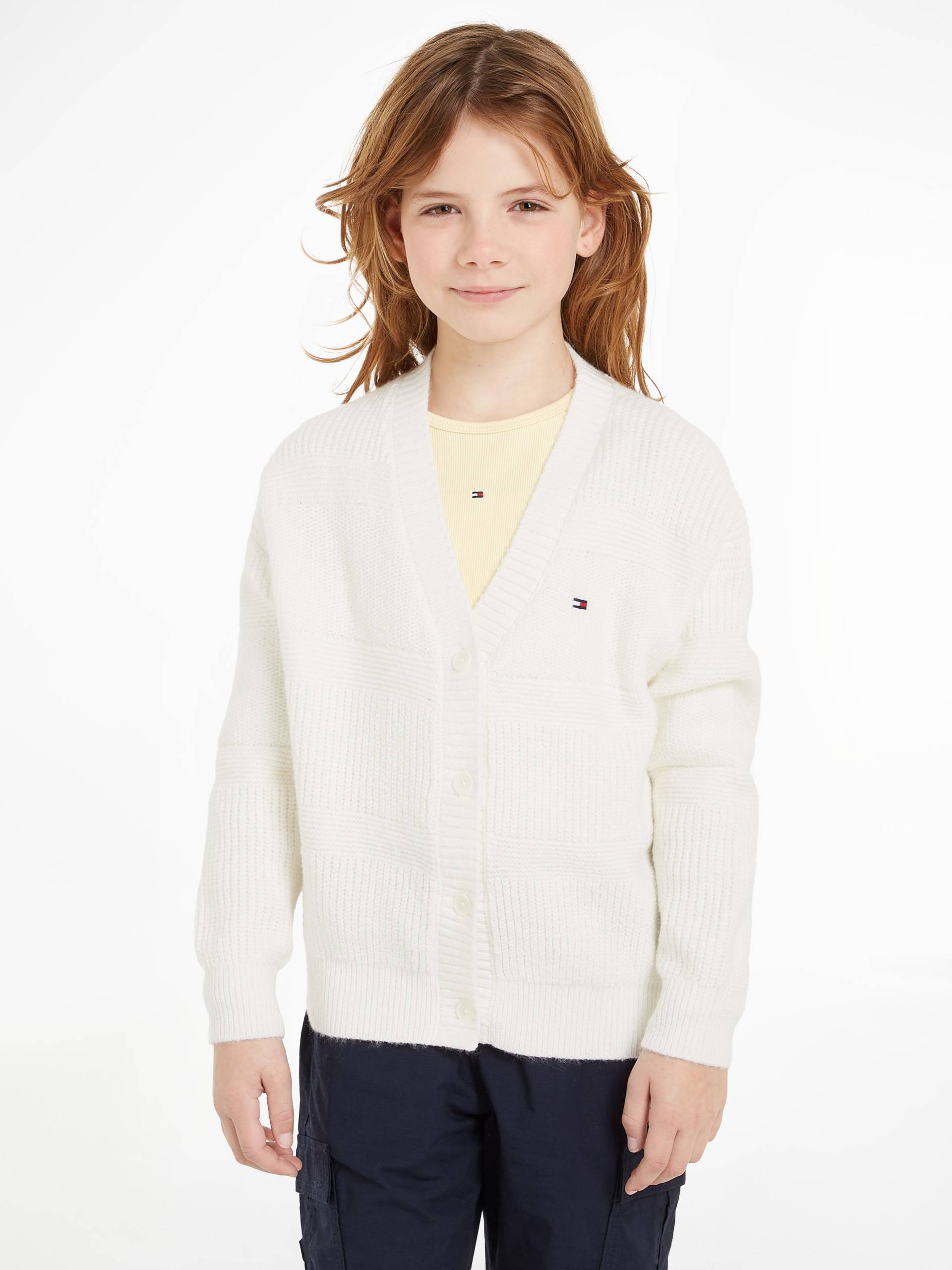 Tommy Hilfiger Strickjacke »MIX TEXTURED CARDIGAN«, Kinder bis 16 Jahre mit Logostickerei von TOMMY HILFIGER