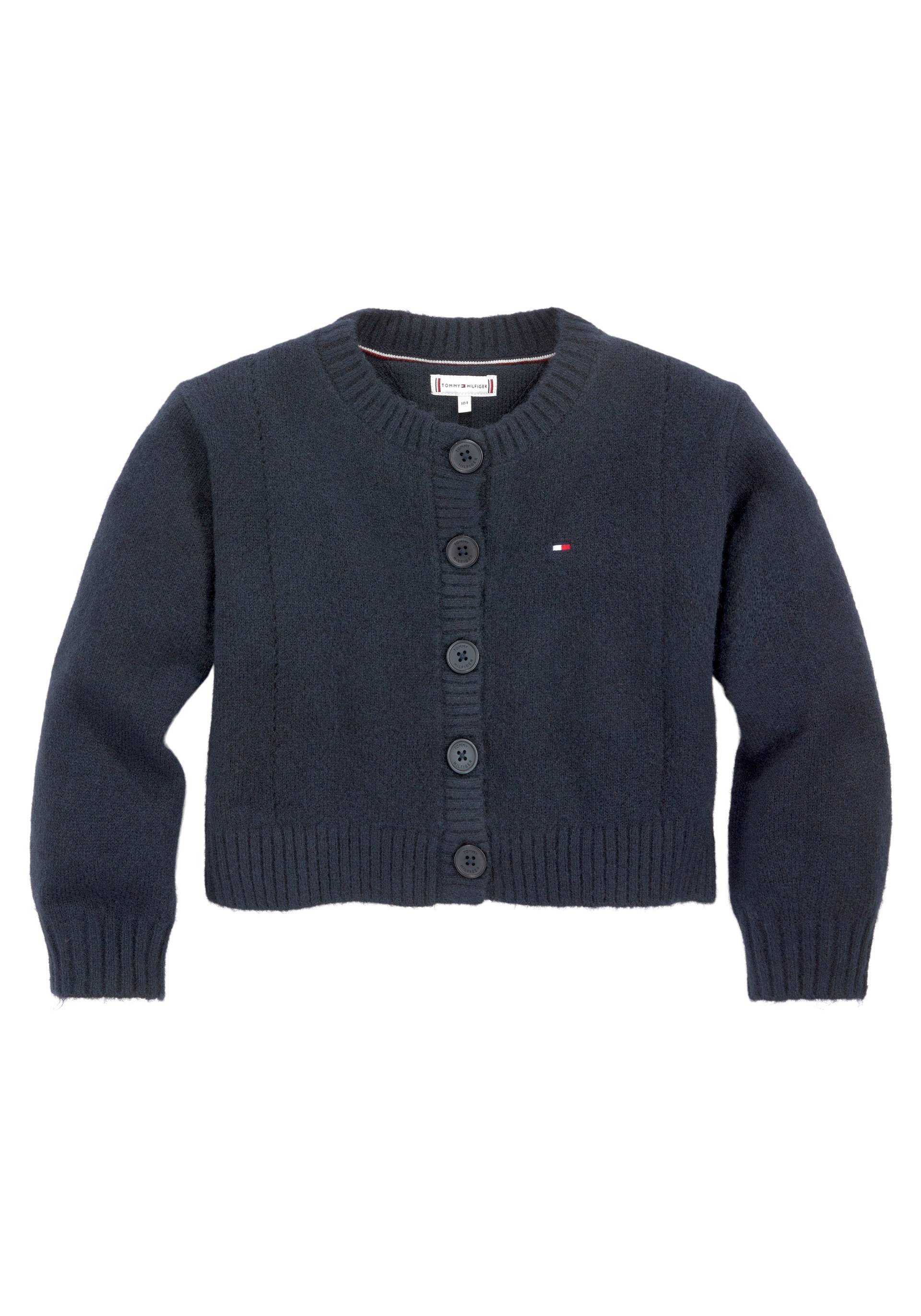 Tommy Hilfiger Strickjacke »TOMMY POINTELLE CARDIGAN«, Kinder Kids Junior MiniMe,mit dezenter Labelflag von TOMMY HILFIGER