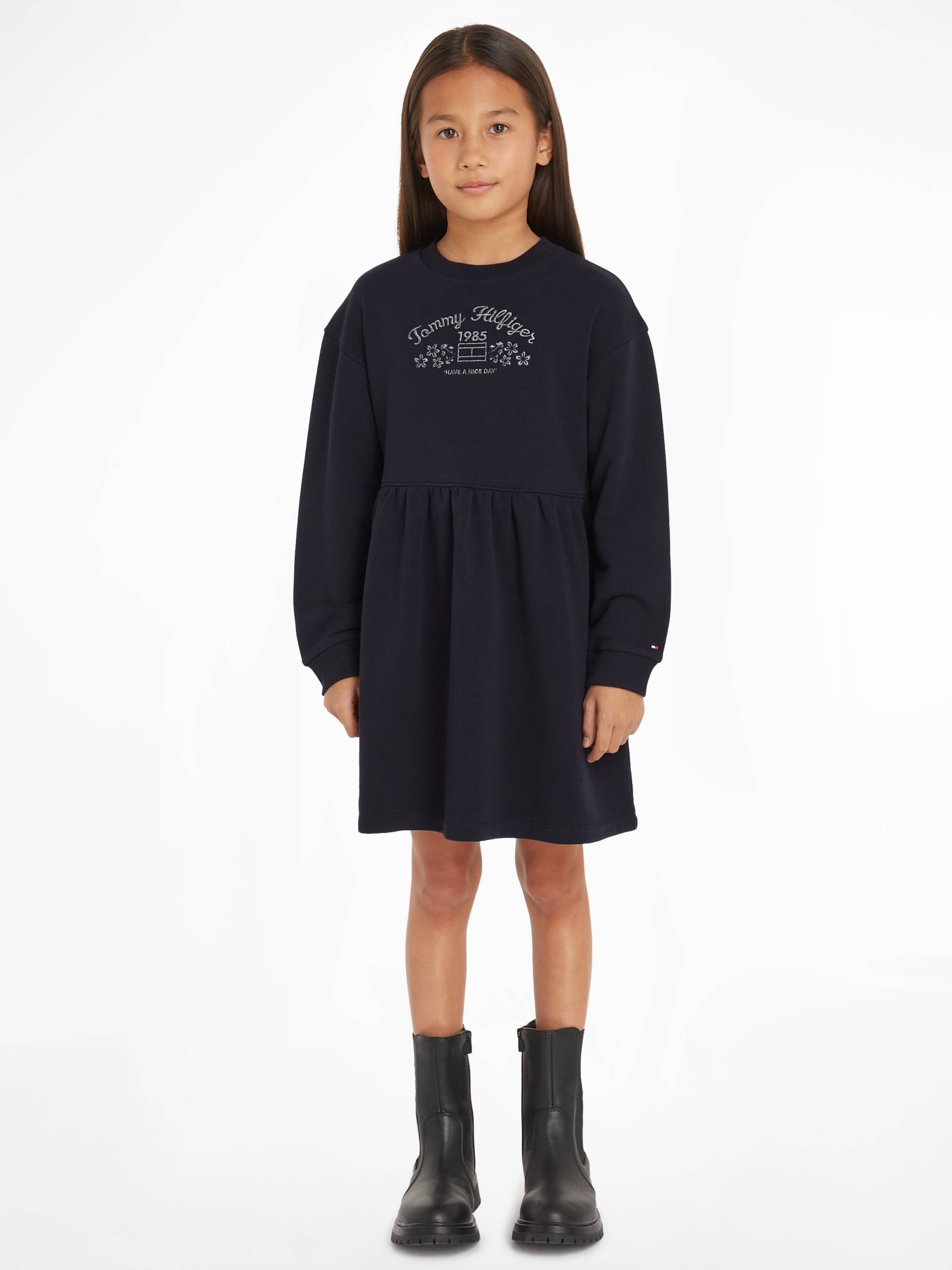 Tommy Hilfiger Strickkleid »EMB FLOWER KNITTED DRESS LS«, Kinder bis 16 Jahre mit Logoschriftzug von TOMMY HILFIGER