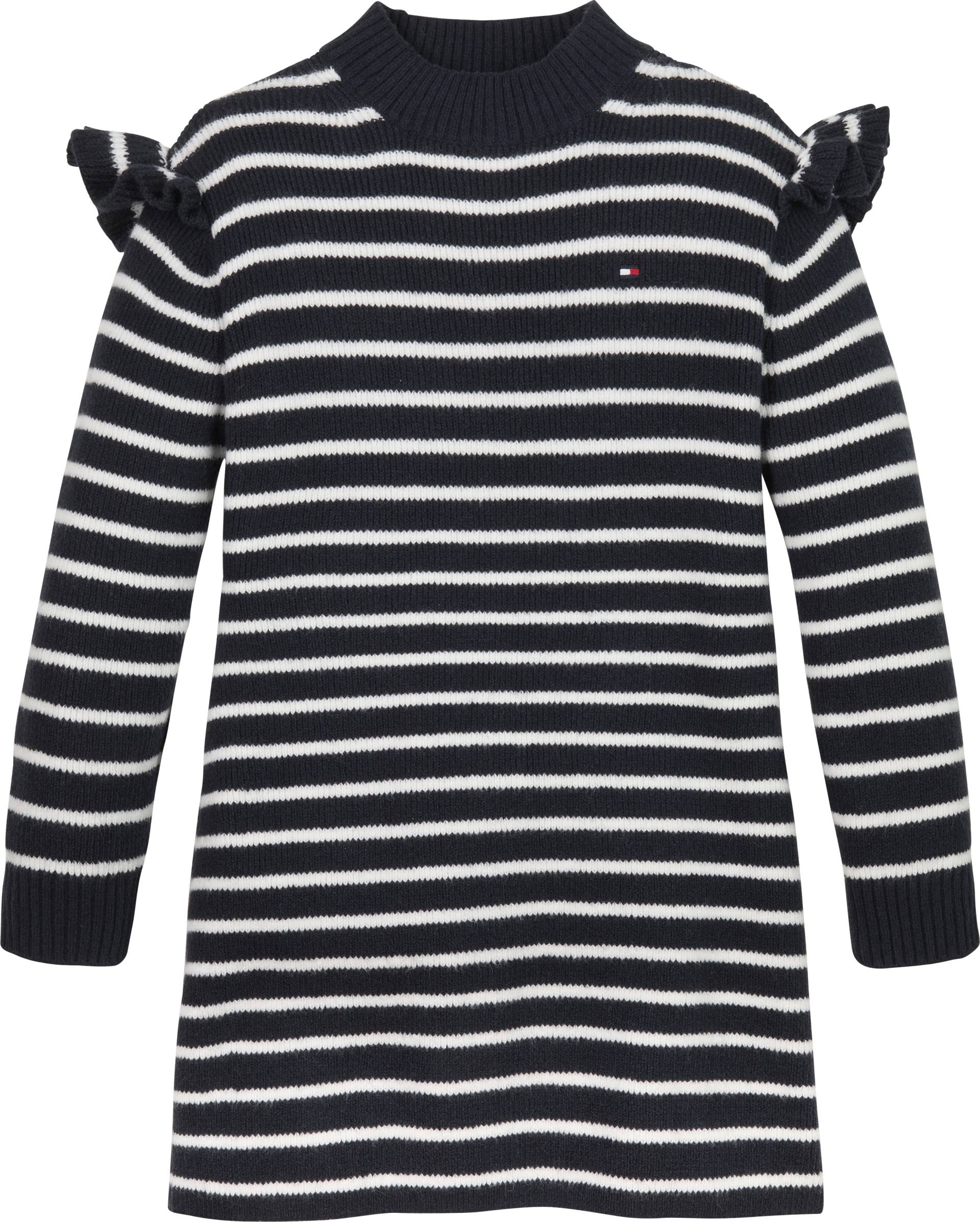 Tommy Hilfiger Strickkleid »RUFFLE SKATER DRESS LS«, Baby bis 2 Jahre; mit Streifenmuster von TOMMY HILFIGER