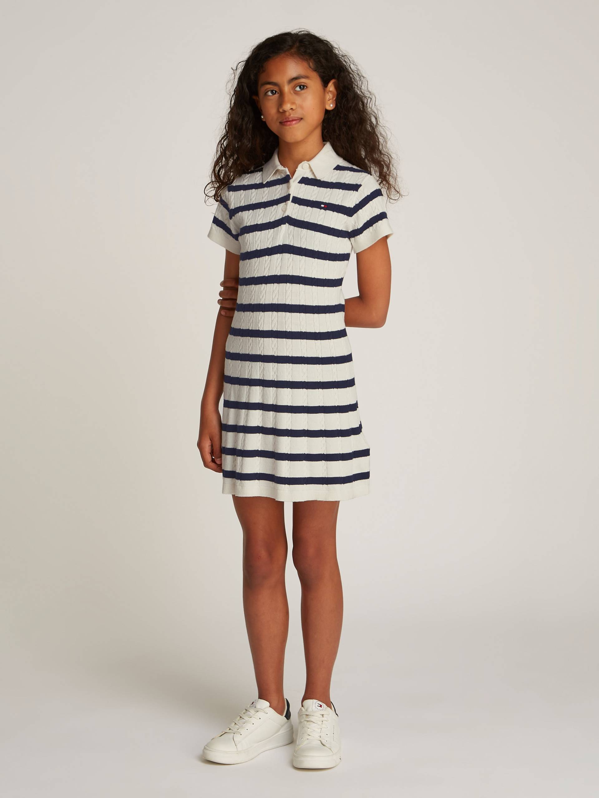 Tommy Hilfiger Strickkleid »SWEATER DRESS SS«, mit Streifenmuster, mit Zopfmuster von TOMMY HILFIGER