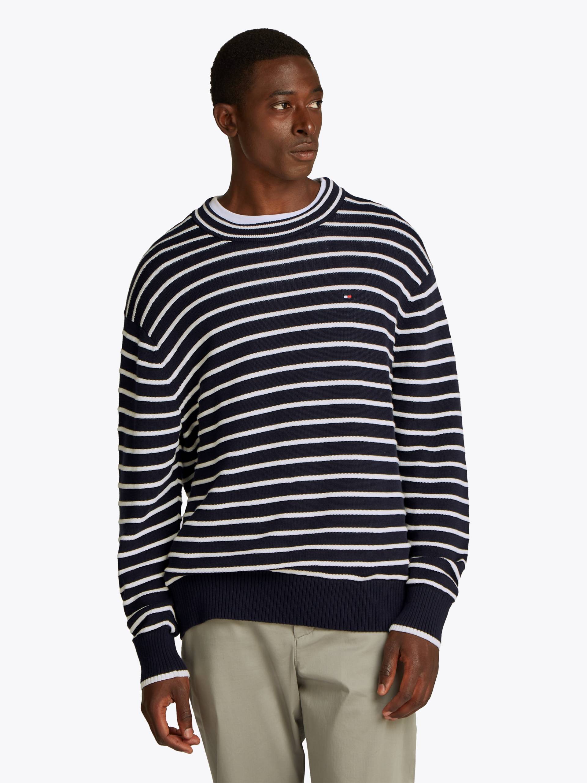 Tommy Hilfiger Strickpullover »BRETON STRUCTURE CREW NECK«, Mit Rundhalsausschnitt von TOMMY HILFIGER