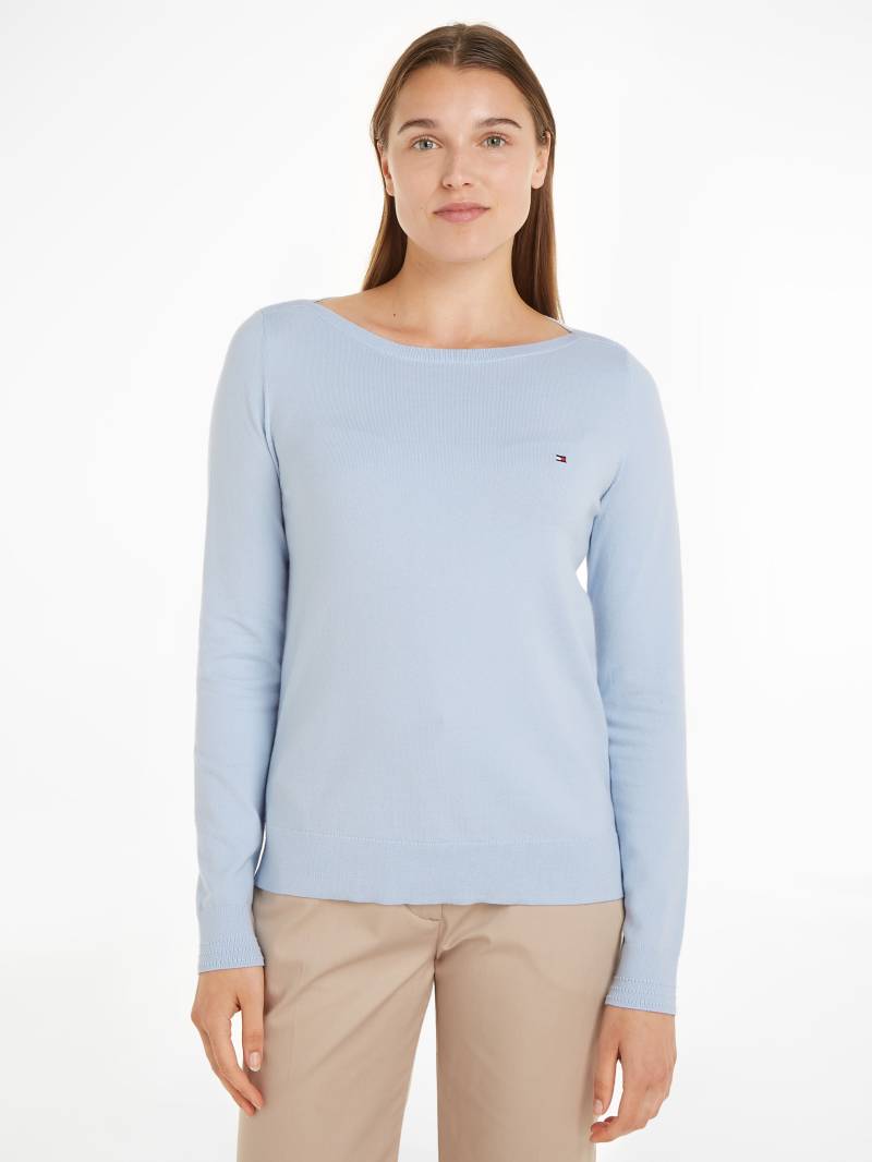 Tommy Hilfiger Strickpullover »CO JERSEY STITCH BOAT-NK SWEATER«, mit Tommy Hilfiger Logo-Flag am Ärmel von TOMMY HILFIGER