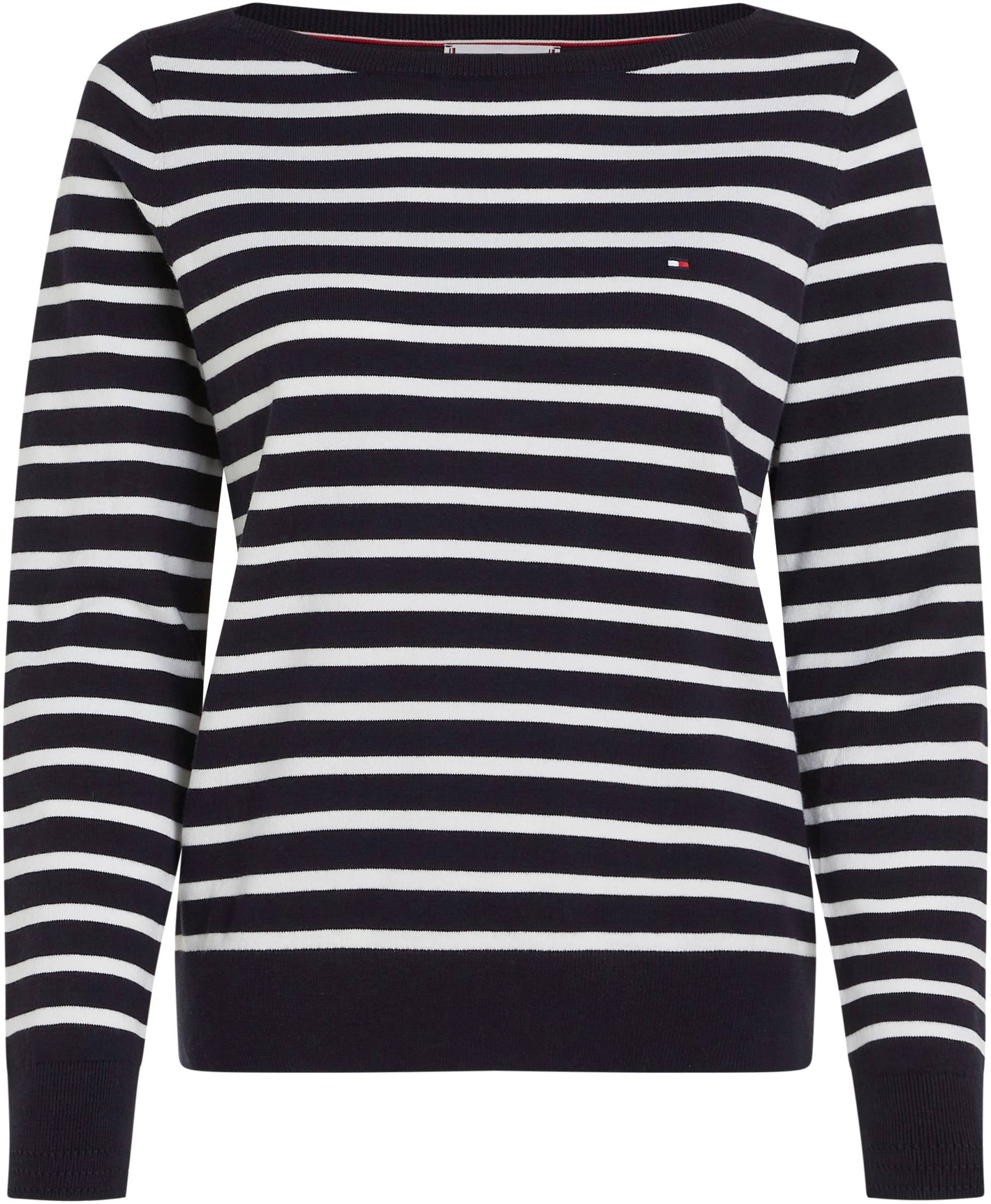 Tommy Hilfiger Strickpullover »CO JERSEY STITCH BOAT-NK SWEATER«, mit Tommy Hilfiger Logo-Flag am Ärmel von TOMMY HILFIGER