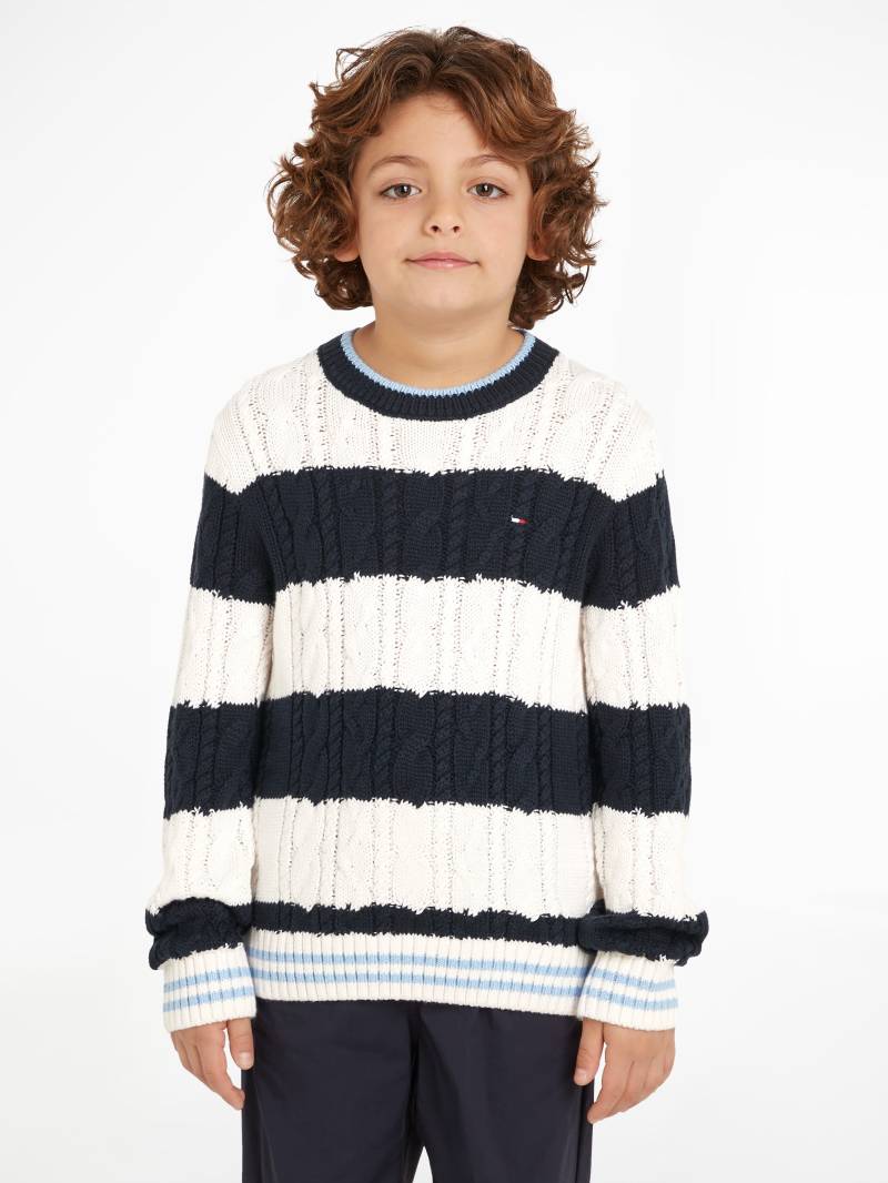 Tommy Hilfiger Strickpullover »COLORBLOCK CABLE REGULAR SWEATER«, Kinder bis 16 Jahre mit Logostickerei von TOMMY HILFIGER