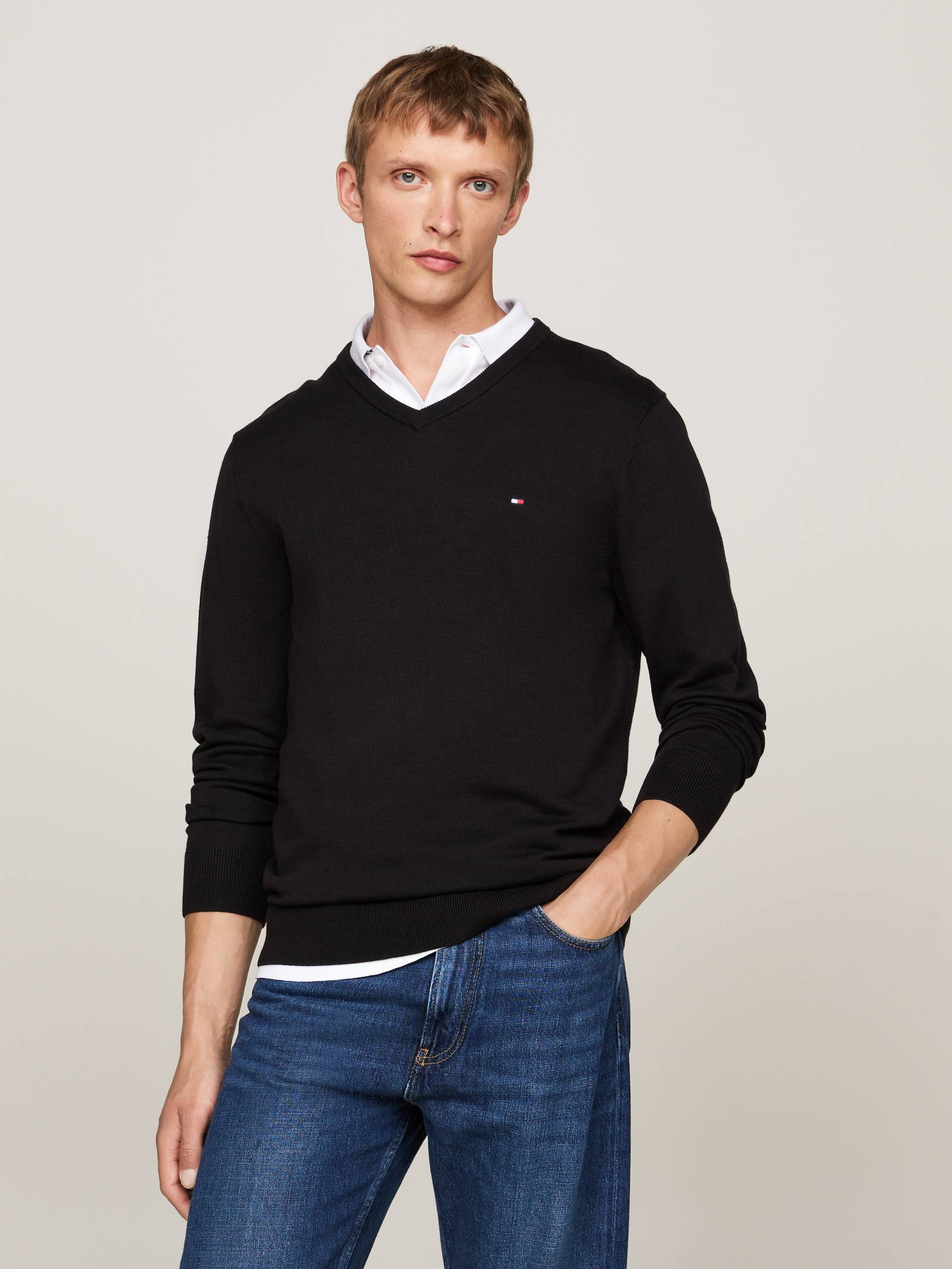 Tommy Hilfiger Strickpullover »ESSENTIAL COTTON V NECK« von TOMMY HILFIGER