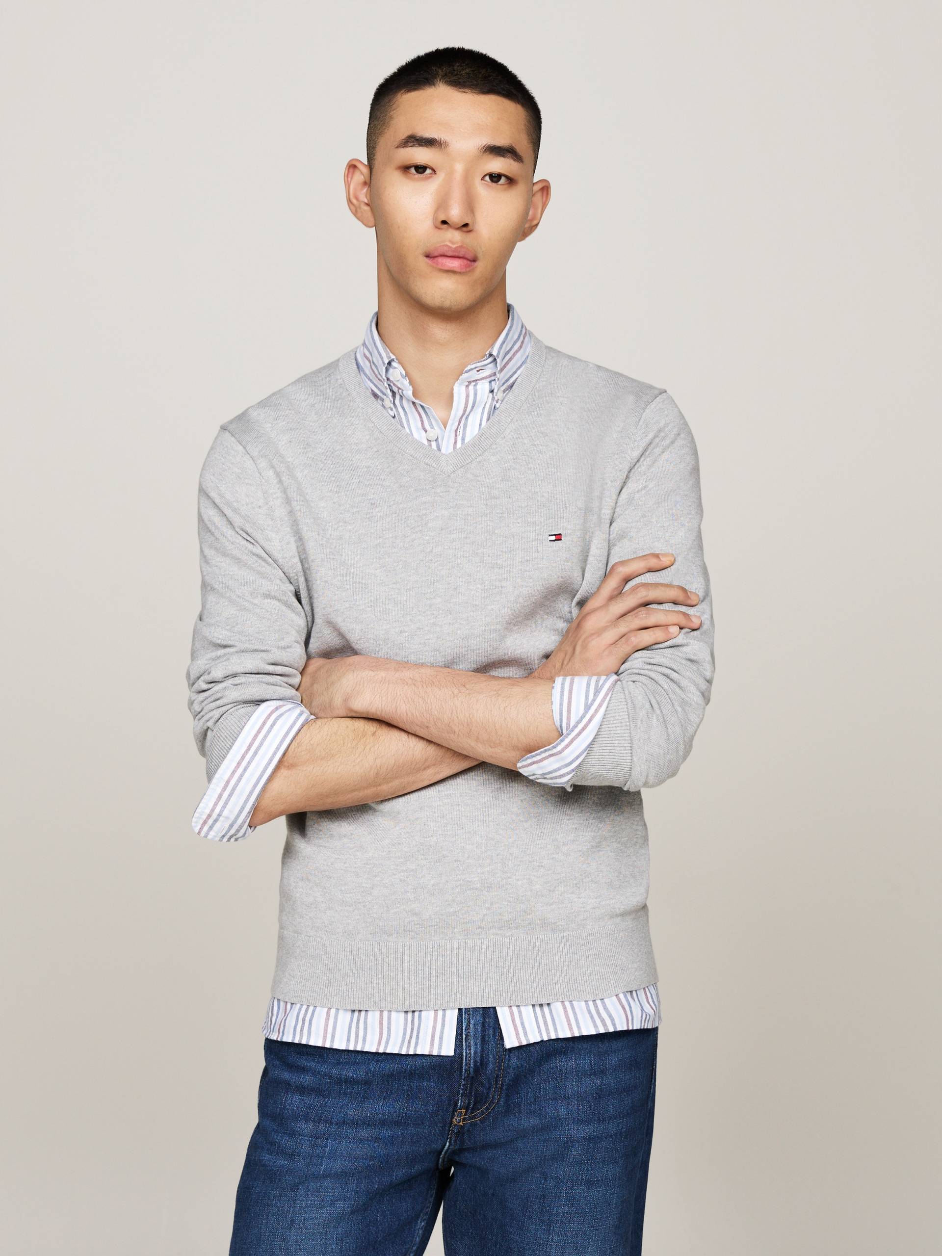 Tommy Hilfiger Strickpullover »ESSENTIAL COTTON V NECK« von TOMMY HILFIGER