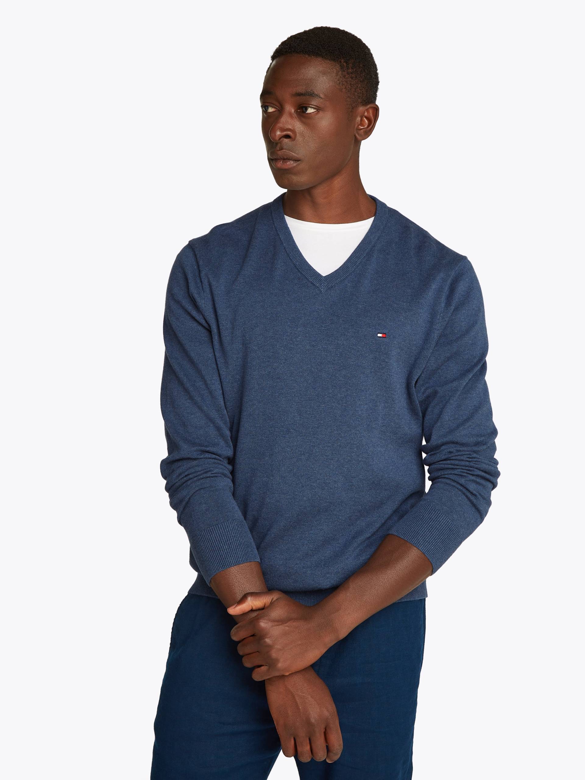 Tommy Hilfiger Strickpullover »ESSENTIAL COTTON V NECK« von TOMMY HILFIGER