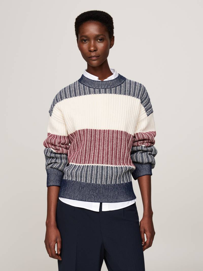 Tommy Hilfiger Strickpullover »GLOBAL STP ALL OVER SWEATER«, mit Tommy Hilfiger Global Stripe von TOMMY HILFIGER