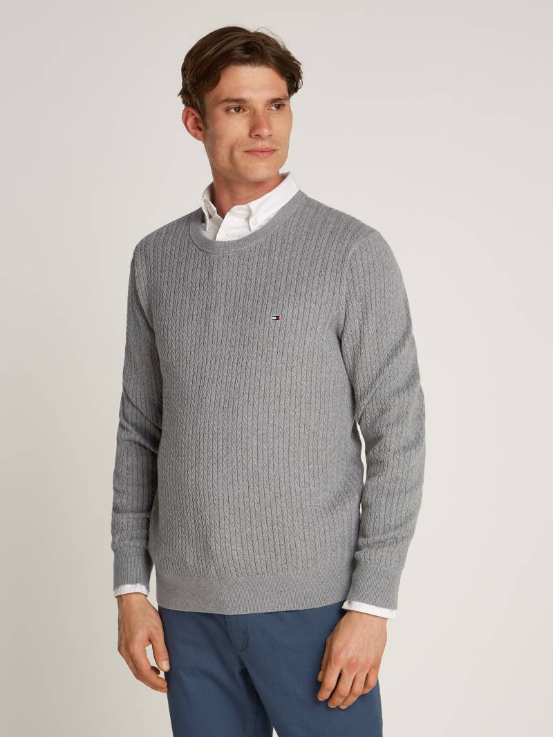 Tommy Hilfiger Strickpullover »HERRINGBONE STRUCTURE C NK«, mit Zopfmuster von TOMMY HILFIGER