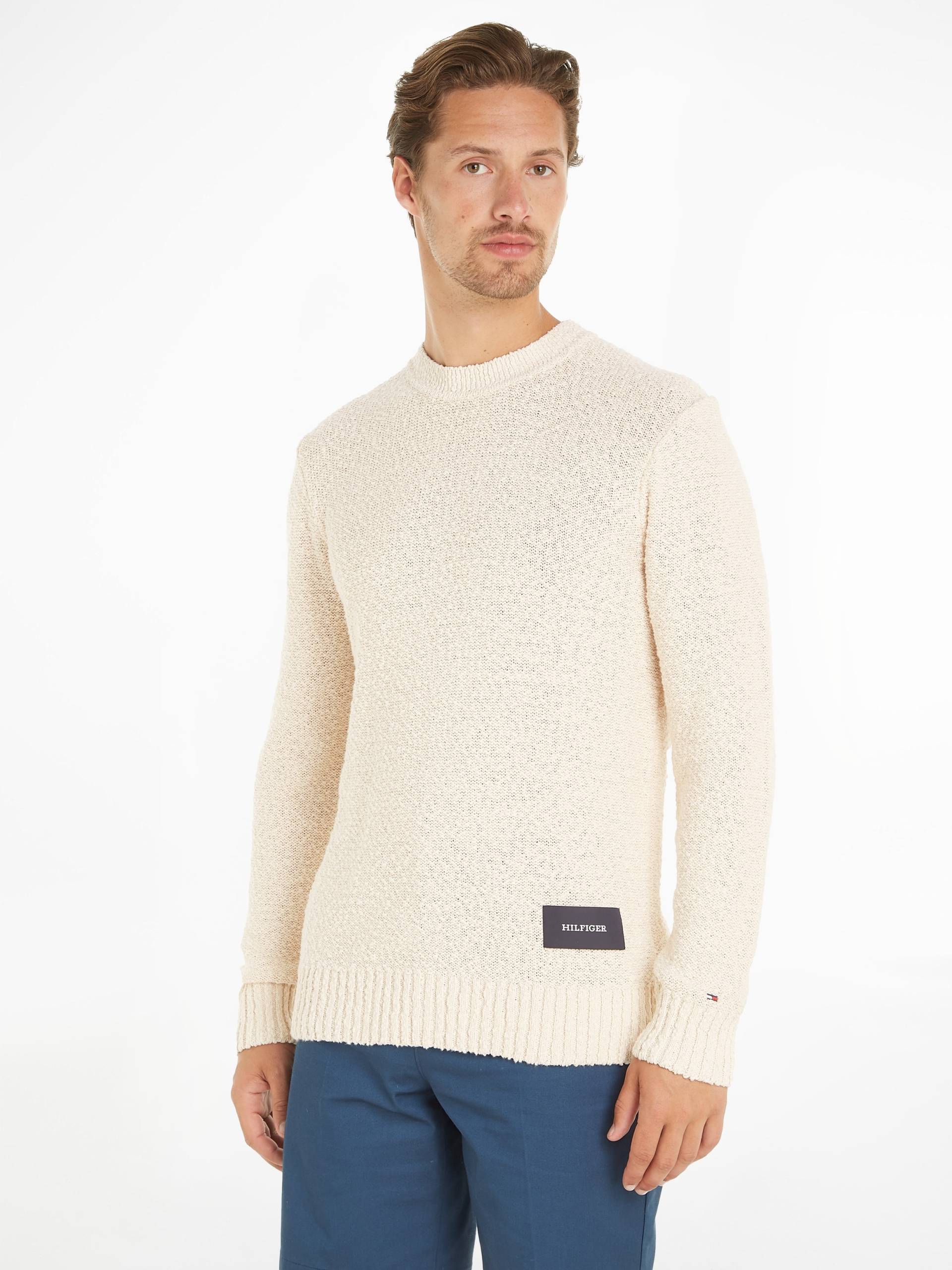 Tommy Hilfiger Strickpullover »SLUB YARN C NK«, mit Logostickerei am Ärmel von TOMMY HILFIGER