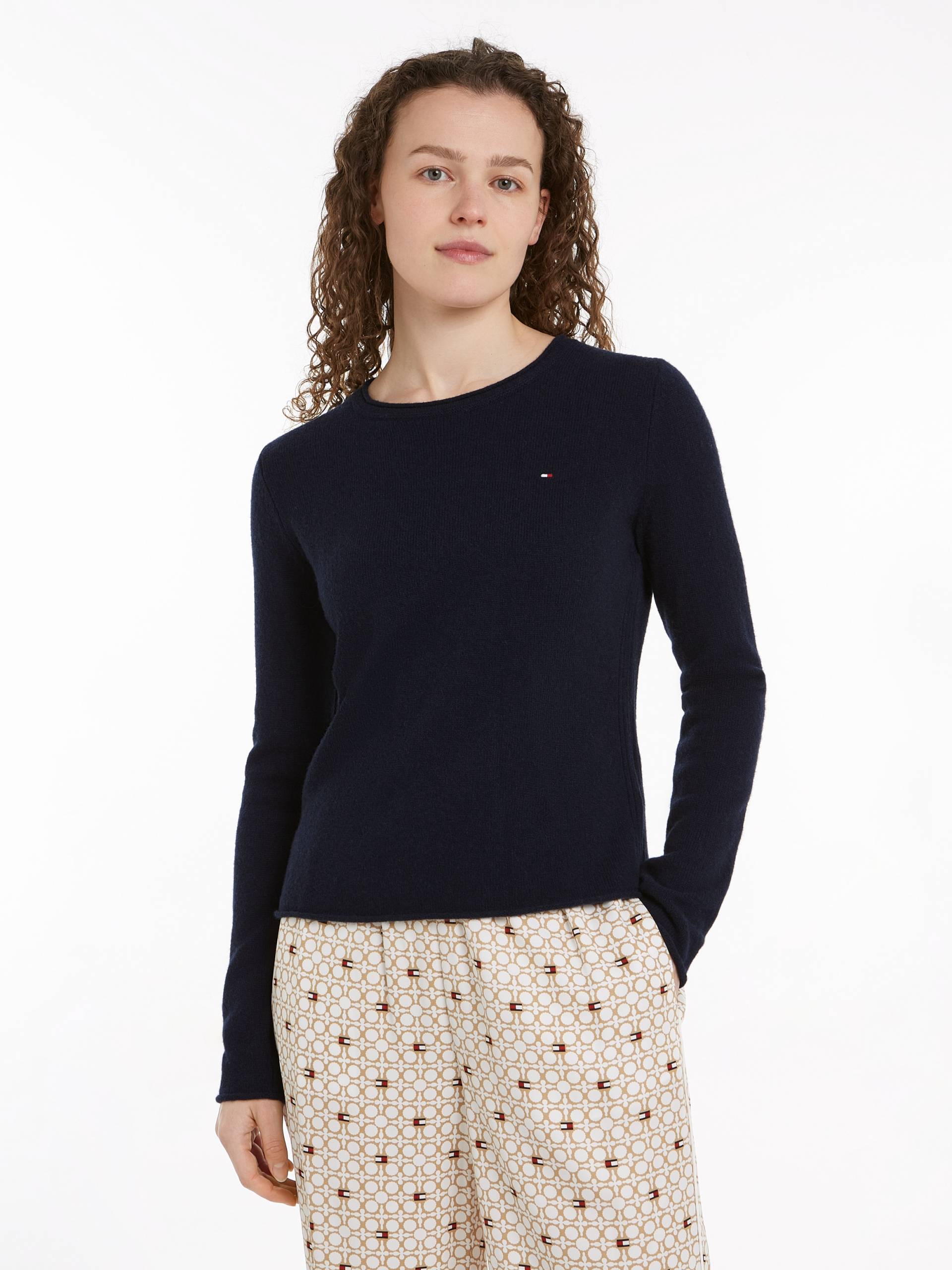 Tommy Hilfiger Strickpullover »SOFT WOOL C-NK SWEATER«, mit Logostickerei, aus 100% Wolle von TOMMY HILFIGER