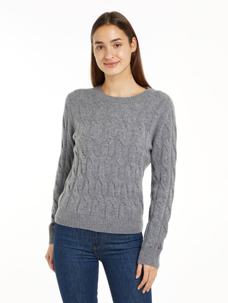 Tommy Hilfiger Strickpullover »SOFT WOOL CABLE C-NK«, mit Zopfmuster, Rundhals von TOMMY HILFIGER