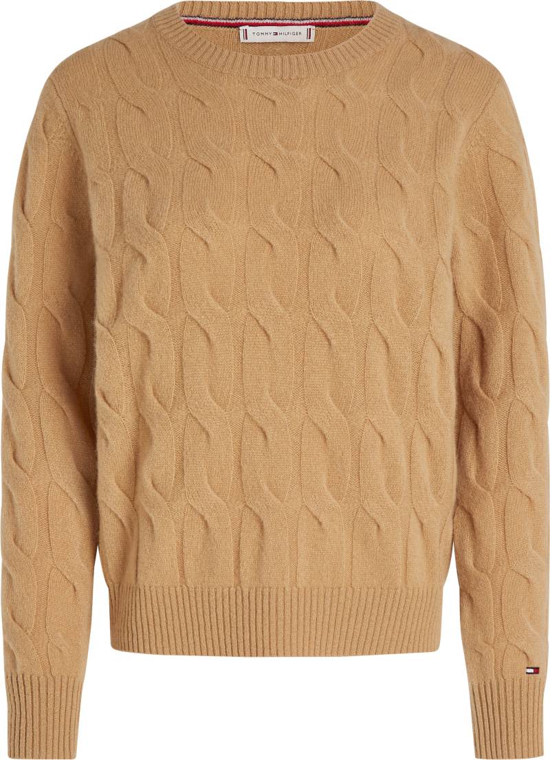 Tommy Hilfiger Strickpullover »SOFT WOOL CABLE C-NK«, mit Zopfmuster, Rundhals von TOMMY HILFIGER