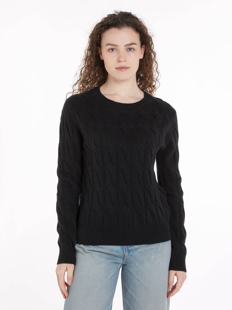 Tommy Hilfiger Strickpullover »SOFT WOOL CABLE C-NK«, mit Zopfmuster, Rundhals von TOMMY HILFIGER