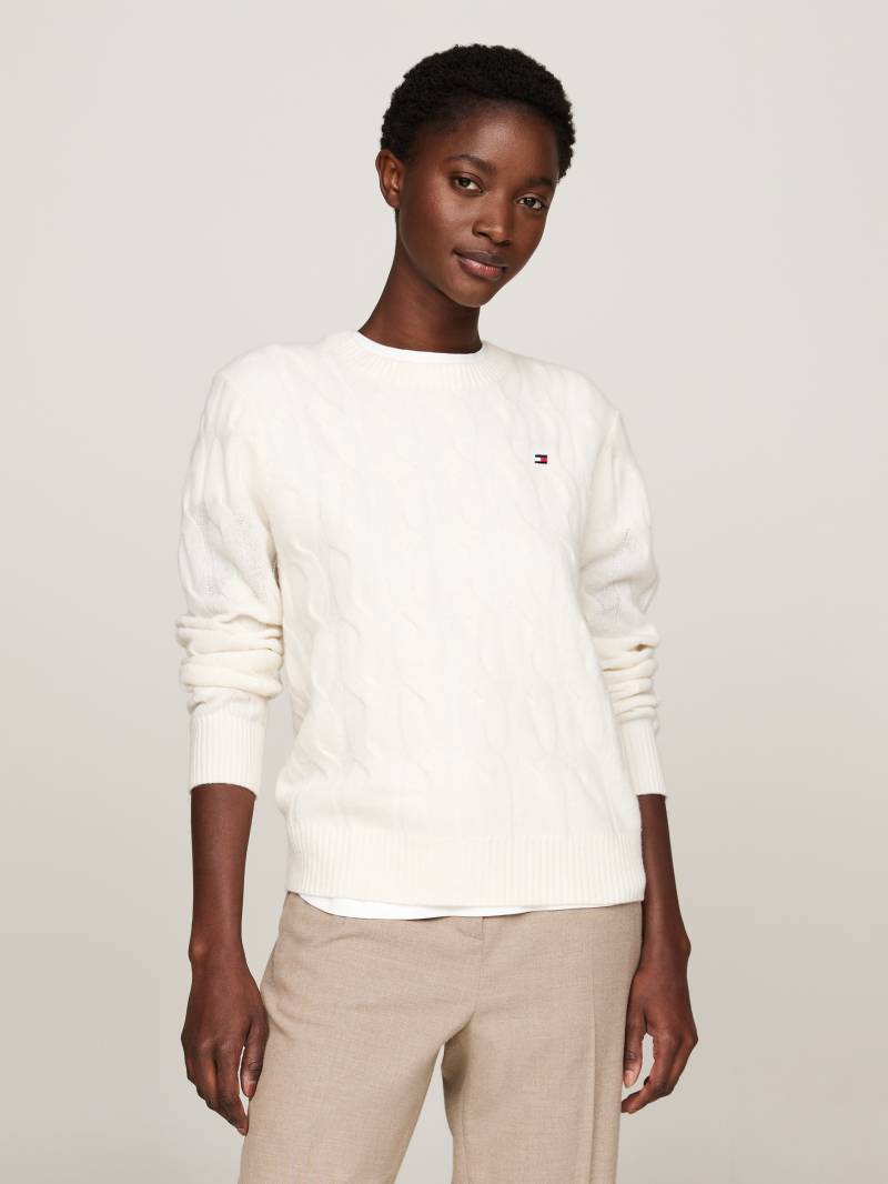 Tommy Hilfiger Strickpullover »SOFT WOOL CABLE C-NK«, mit Zopfmuster, Rundhals von TOMMY HILFIGER