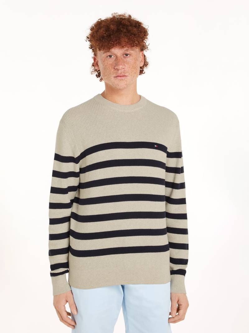 Tommy Hilfiger Strickpullover »STRUCTURE CREW NK«, mit kontrastfarbenen Streifen von TOMMY HILFIGER