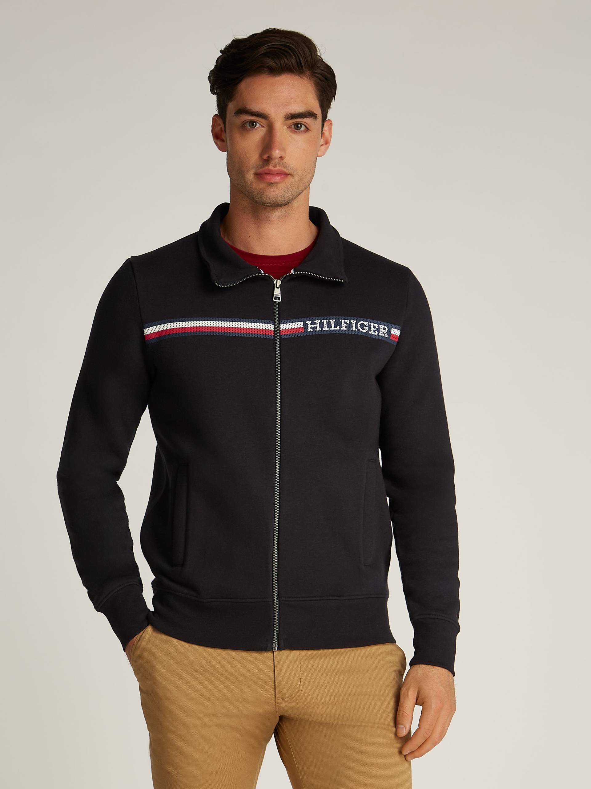 Tommy Hilfiger Sweatjacke »CHEST STRIPE ZIP THROUGH« von TOMMY HILFIGER