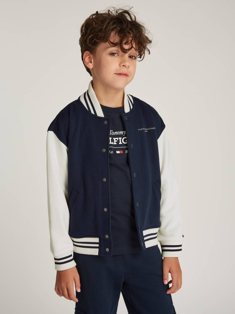 Tommy Hilfiger Sweatjacke »U MINI CORP LOGO BOMBER«, mit kontrastfarbenen Ärmeln, mit Logodruck von TOMMY HILFIGER