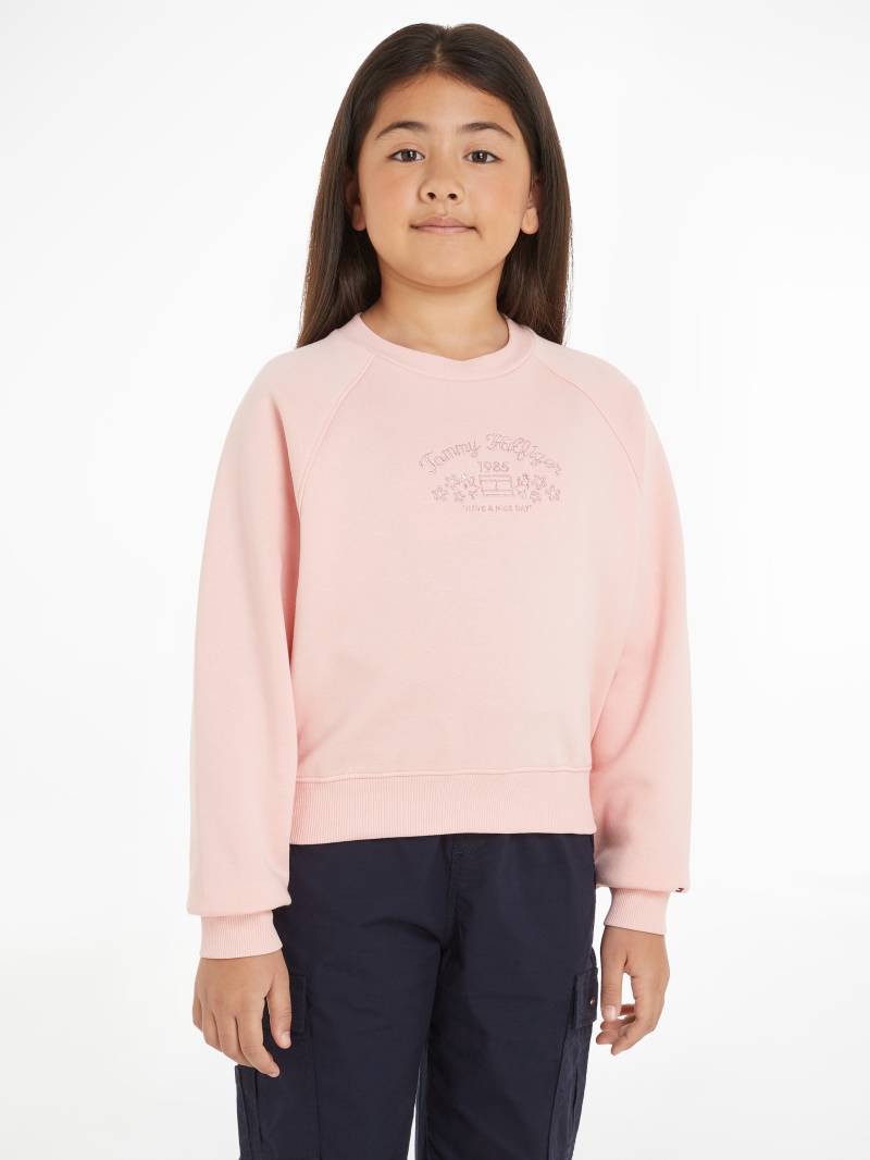 Tommy Hilfiger Sweatshirt »EMB FLOWER FLEECE CREWNECK«, Kinder bis 16 Jahre mit Logostickerei von TOMMY HILFIGER