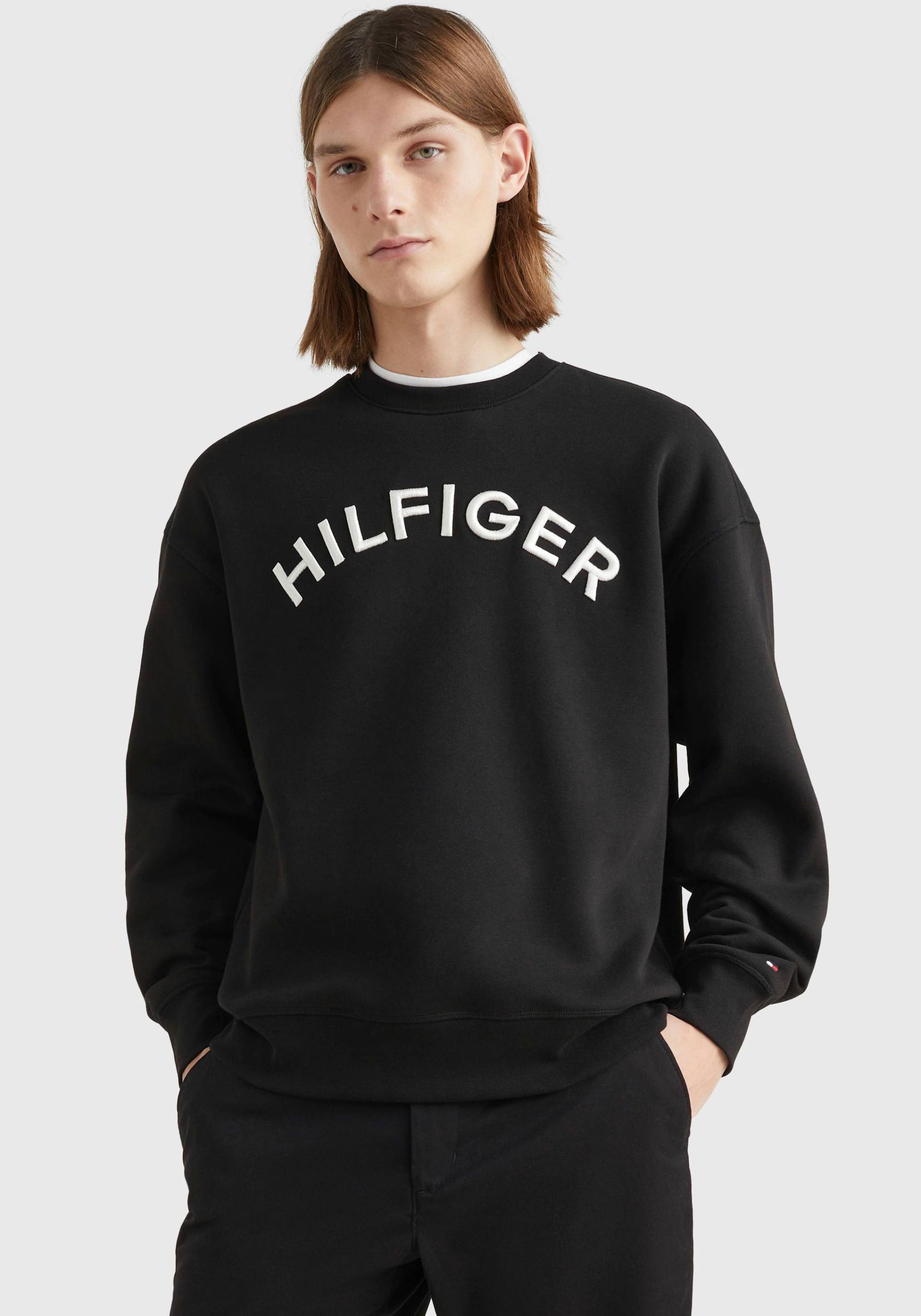 Tommy Hilfiger Sweatshirt »HILFIGER ARCHED CREWNECK«, mit Rippbündchen von TOMMY HILFIGER