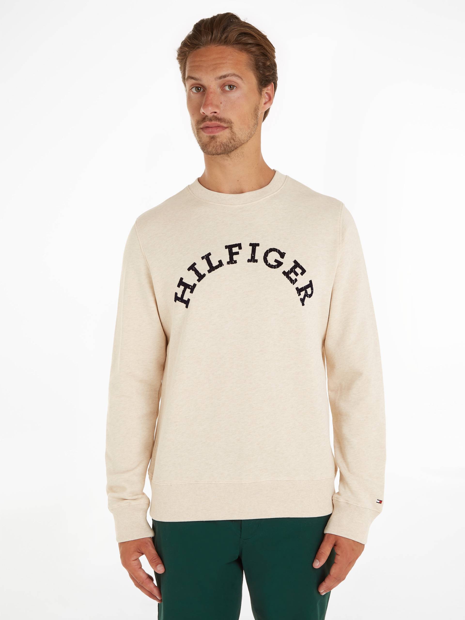 Tommy Hilfiger Sweatshirt »HILFIGER ARCHED HTR SWEATSHIRT«, mit gebrochenem Print von TOMMY HILFIGER