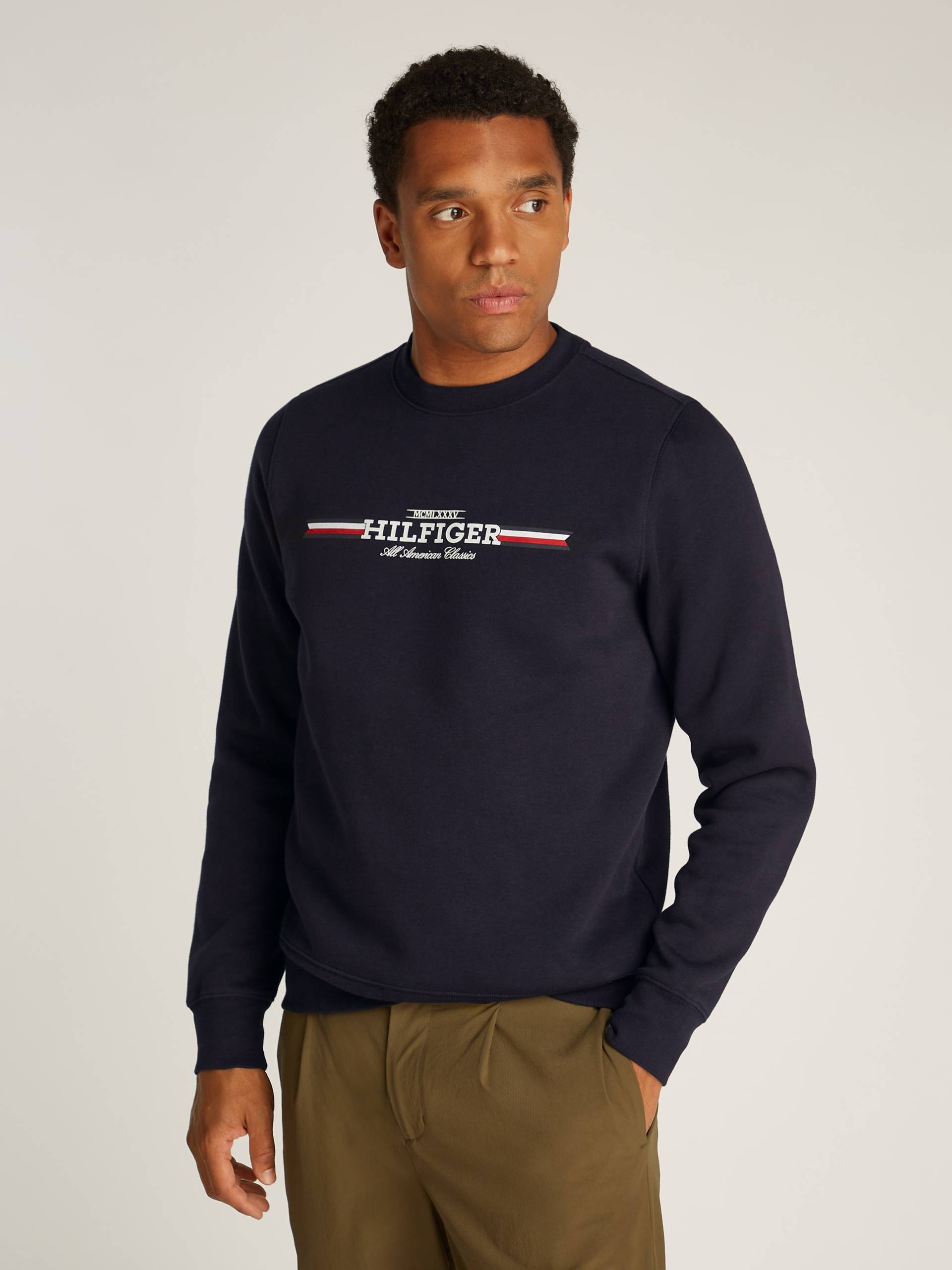 Tommy Hilfiger Sweatshirt »HILFIGER STRIPE SWEATSHIRT«, mit mehrfarbigen Print von TOMMY HILFIGER