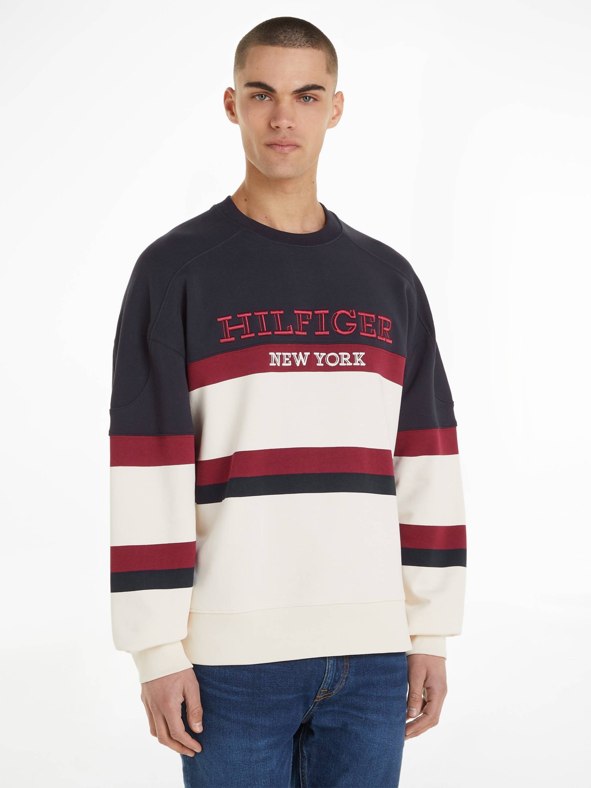 Tommy Hilfiger Sweatshirt »MONOTYPE COLOR BLOCK SWEATSHIRT«, mit modischem Logoschriftzug auf der Brust von TOMMY HILFIGER