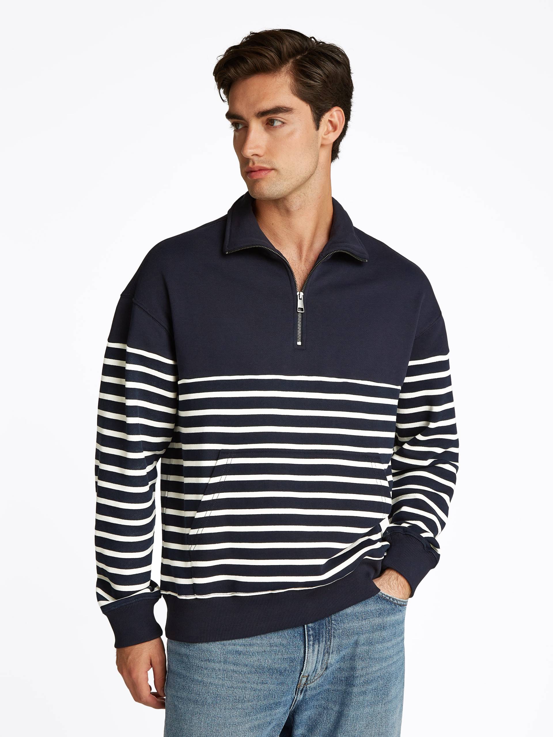 Tommy Hilfiger Sweatshirt »PLACED STRIPE 1/4 ZIP«, Mit Rundhalsausschnitt von TOMMY HILFIGER